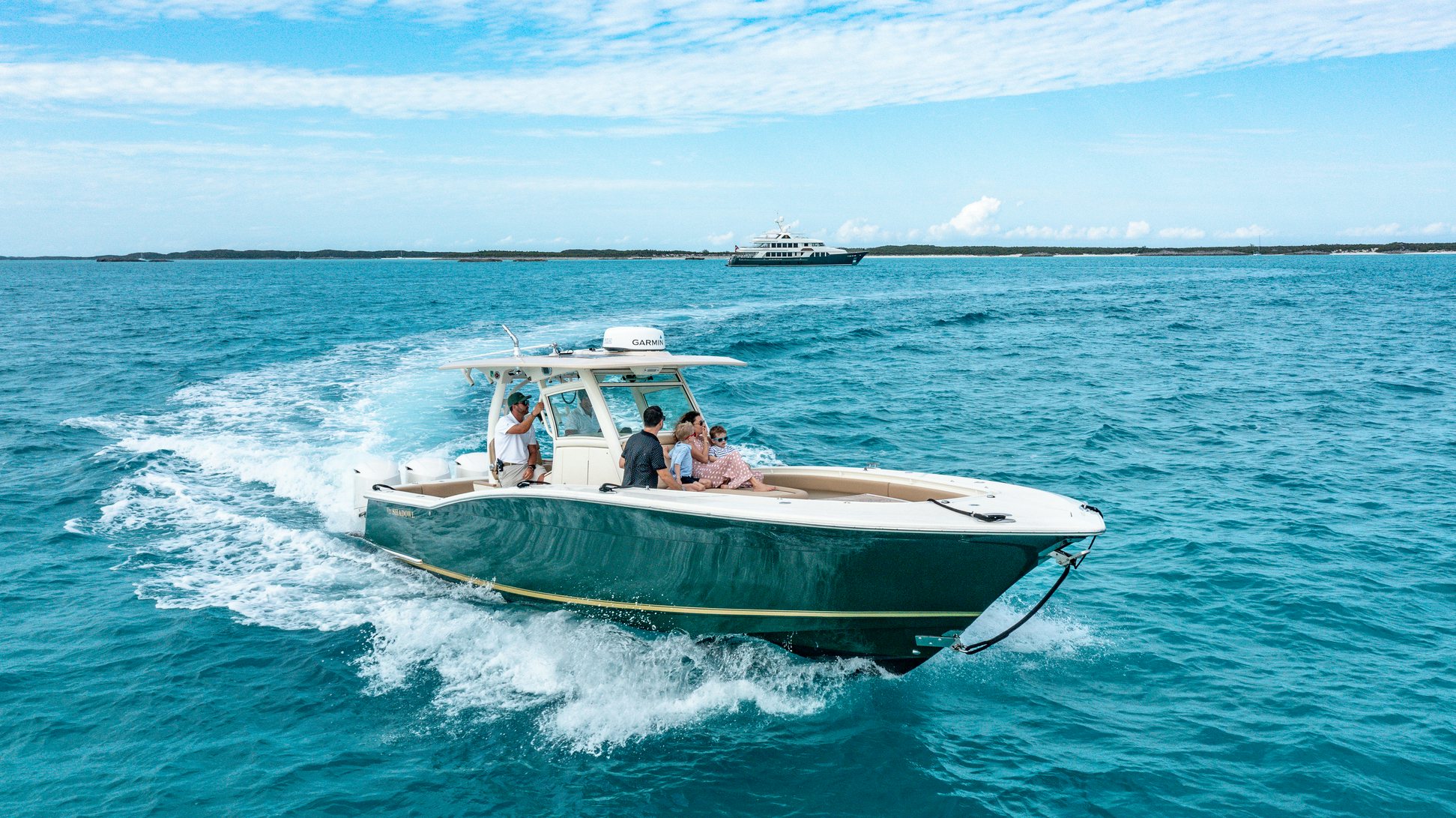 a group of people on a boat aboard SHADOWL Yacht for Charter