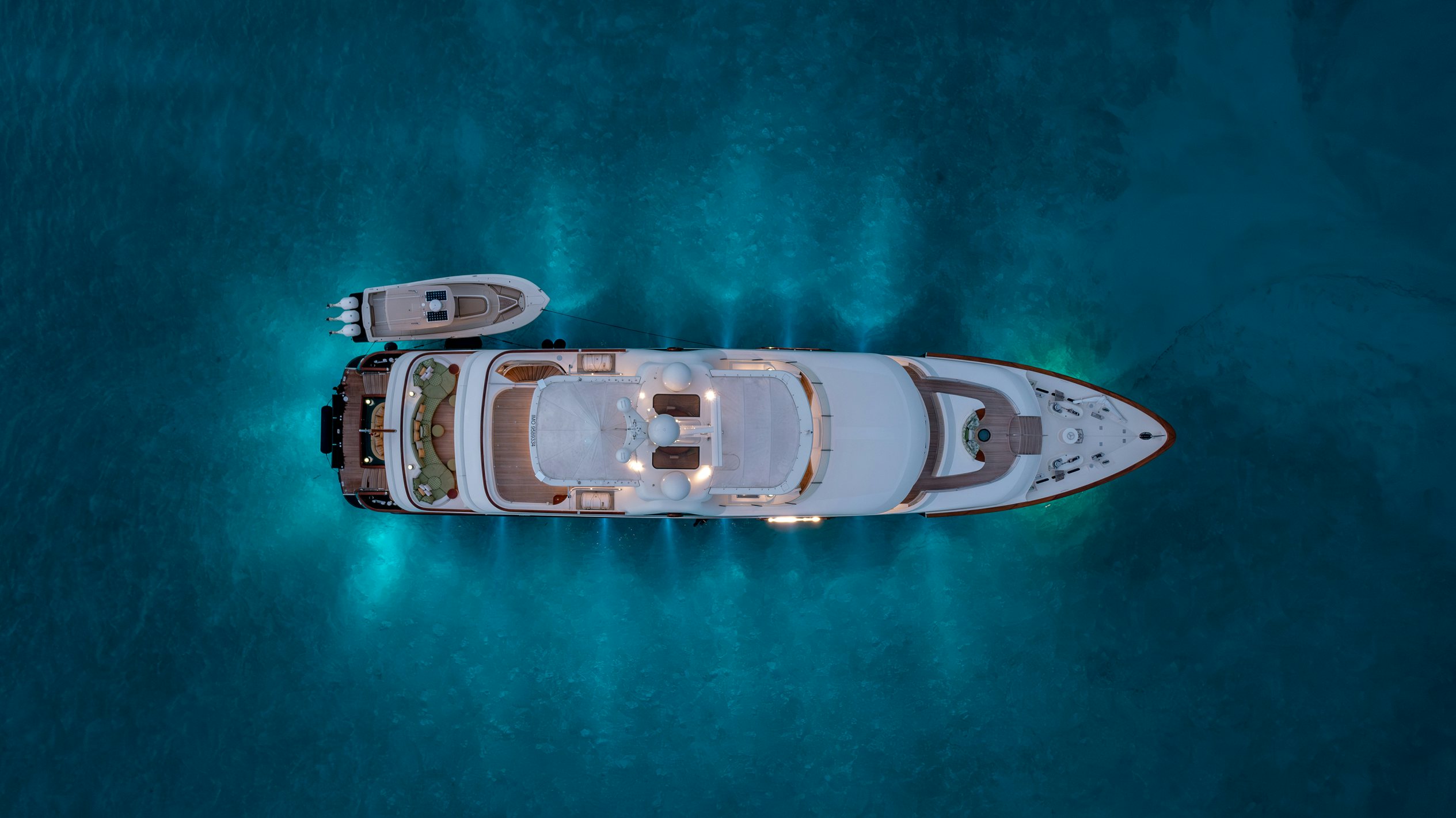 a space ship in space aboard SHADOWL Yacht for Charter