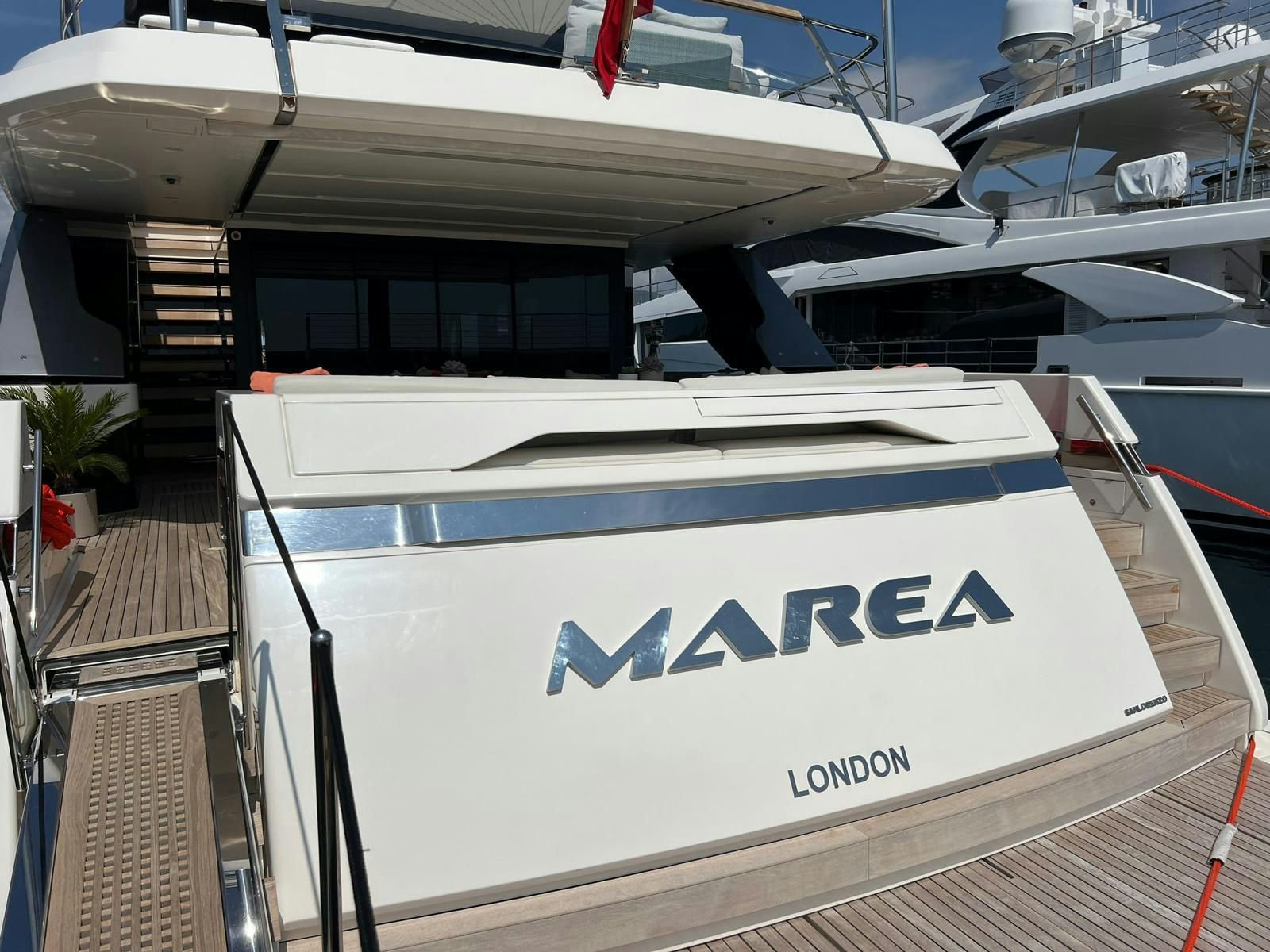 a white rectangular object with a sign on it aboard MAREA Yacht for Sale