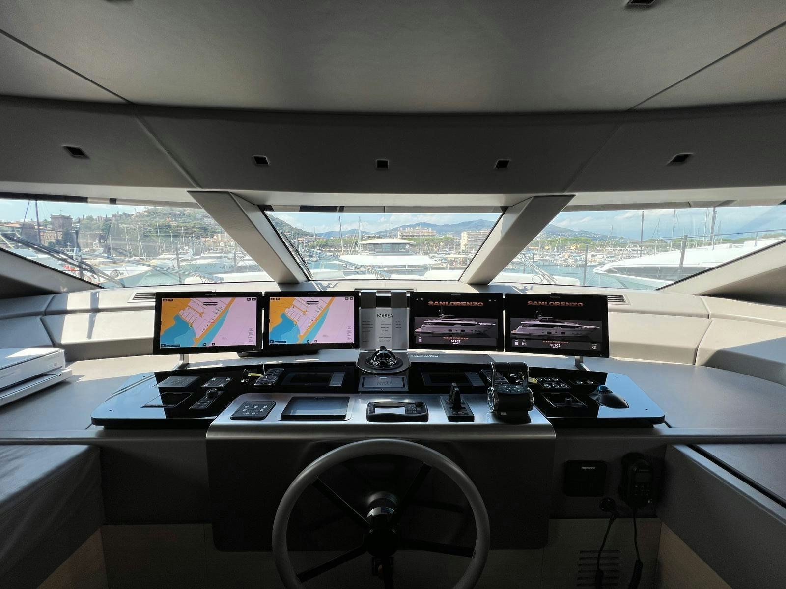 a control panel in a control room aboard MAREA Yacht for Sale