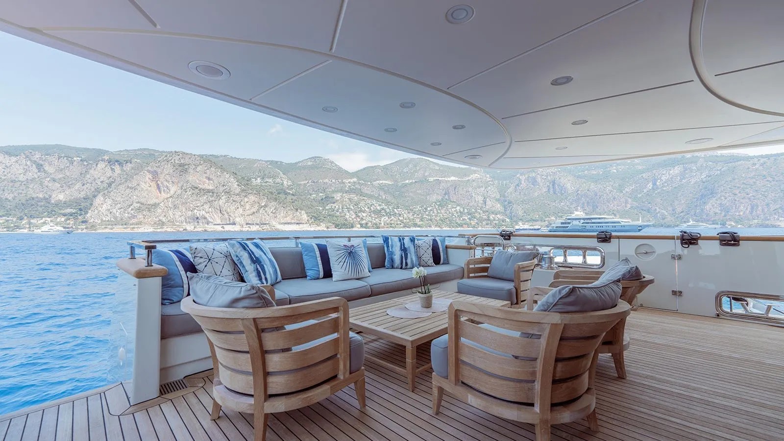 a boat on a deck aboard AWAY Yacht for Charter