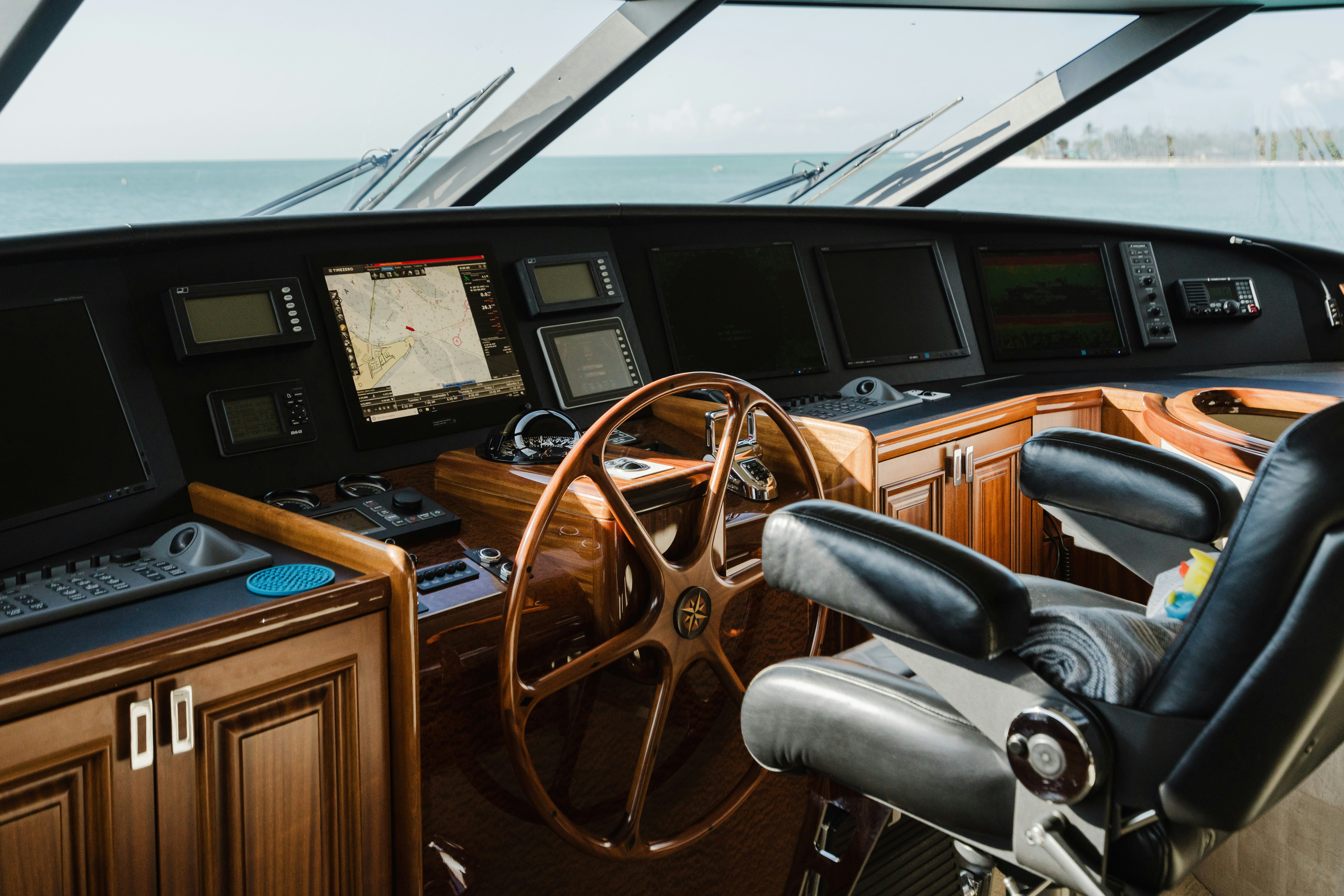 a leather chair in a control room aboard SEAQUINN Yacht for Sale
