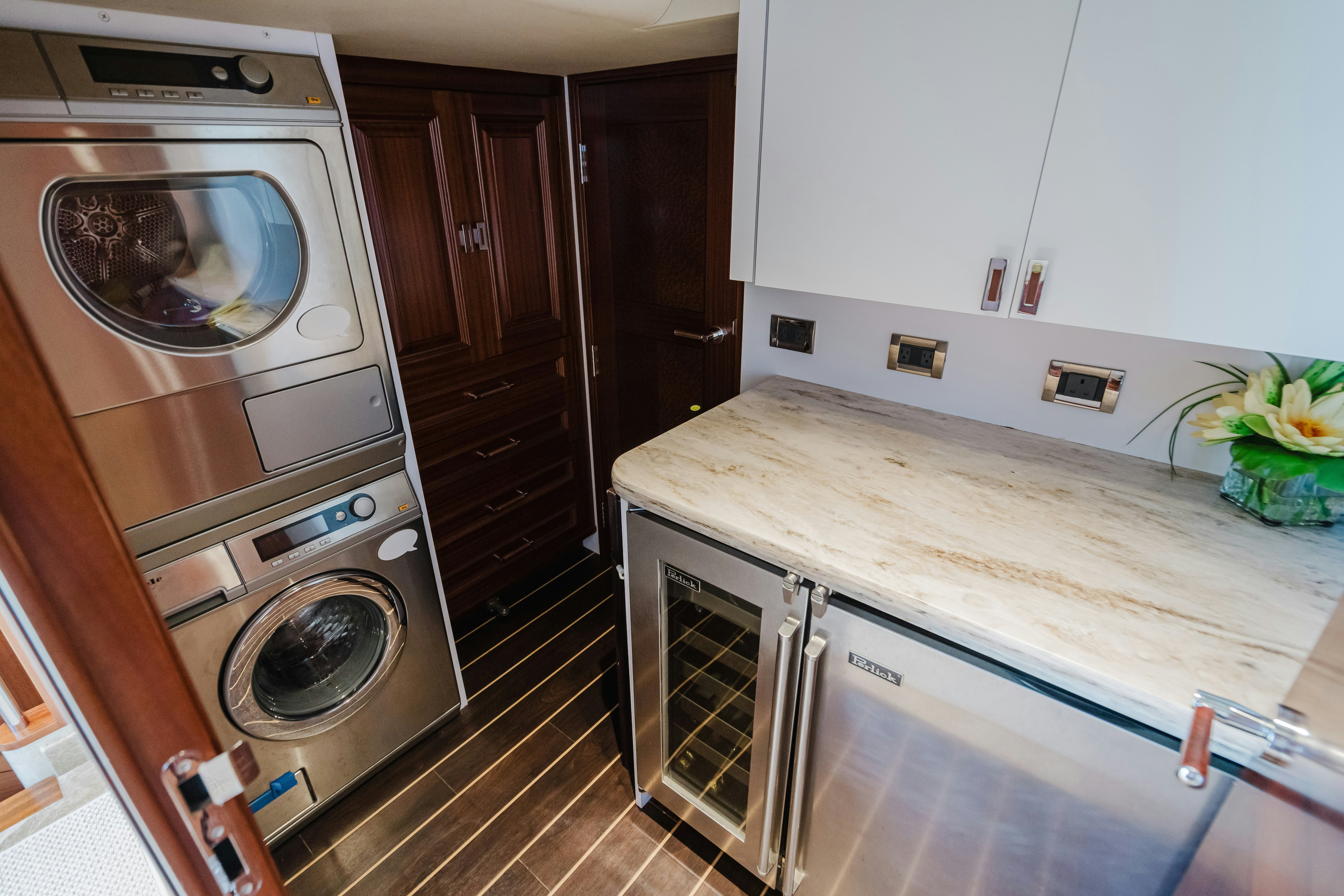 a kitchen with a large oven aboard SEAQUINN Yacht for Sale