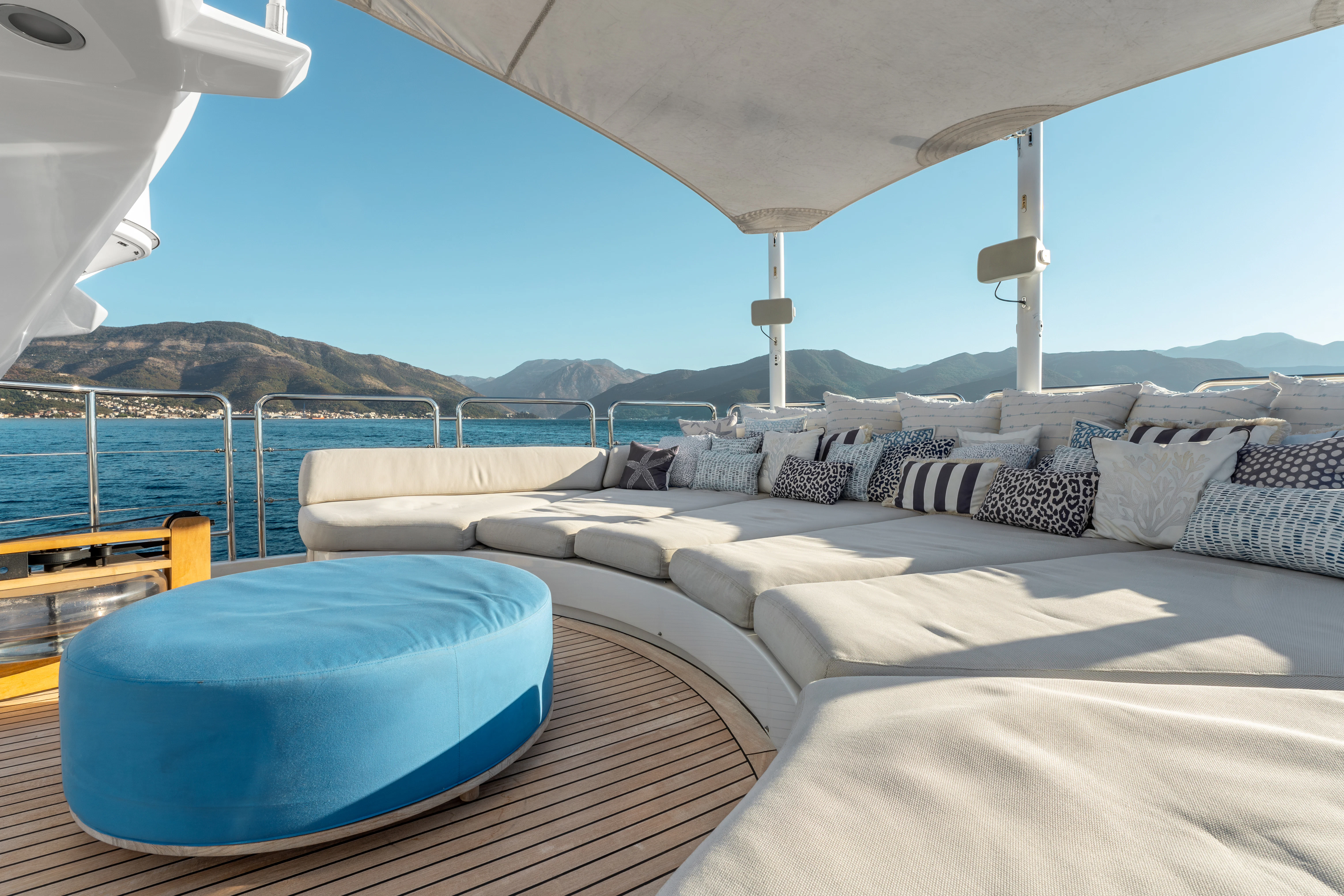 a bed on a boat aboard ARTEMIS Yacht for Sale