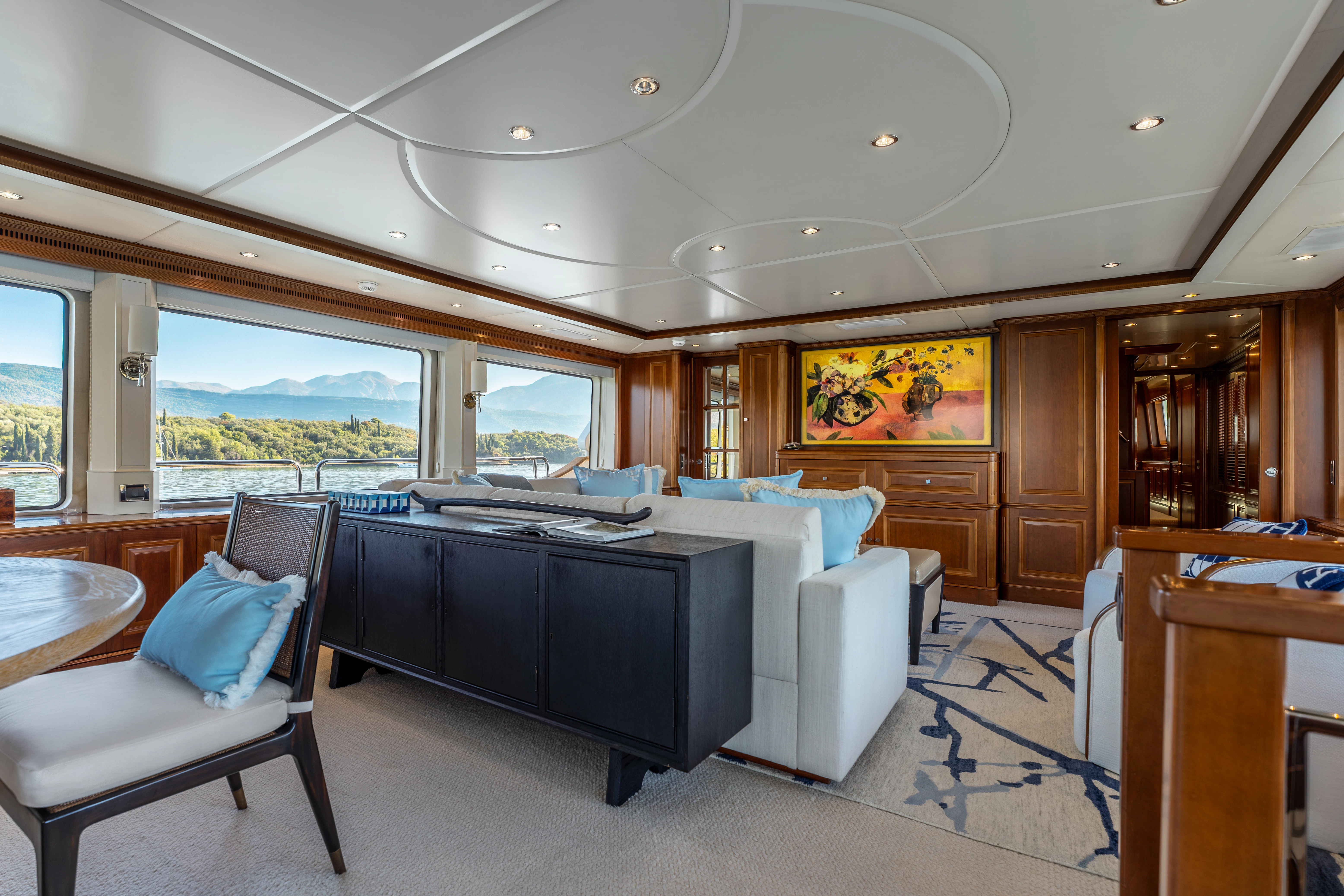 a room with a large black piano aboard ARTEMIS Yacht for Sale