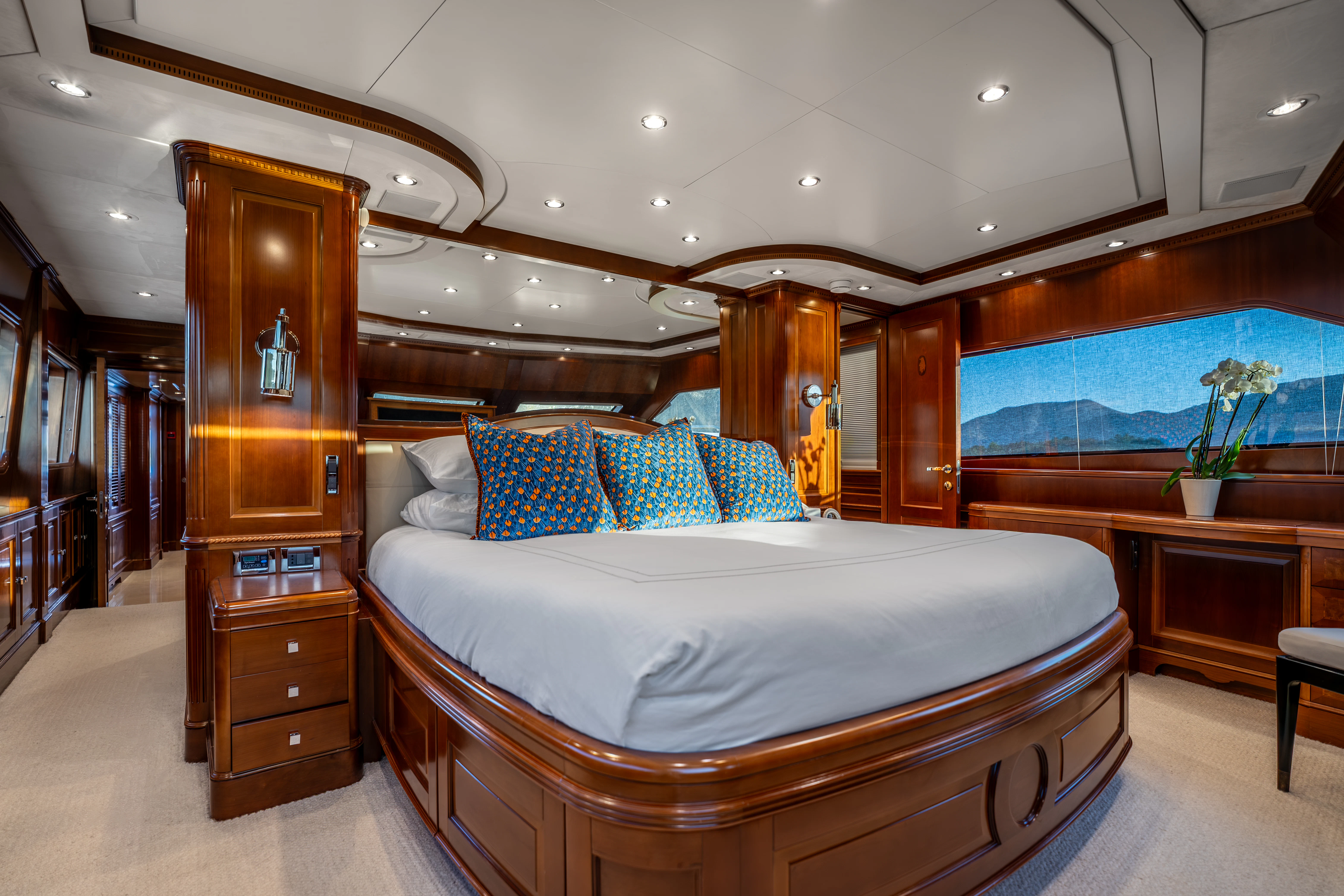 a bed in a room aboard ARTEMIS Yacht for Sale