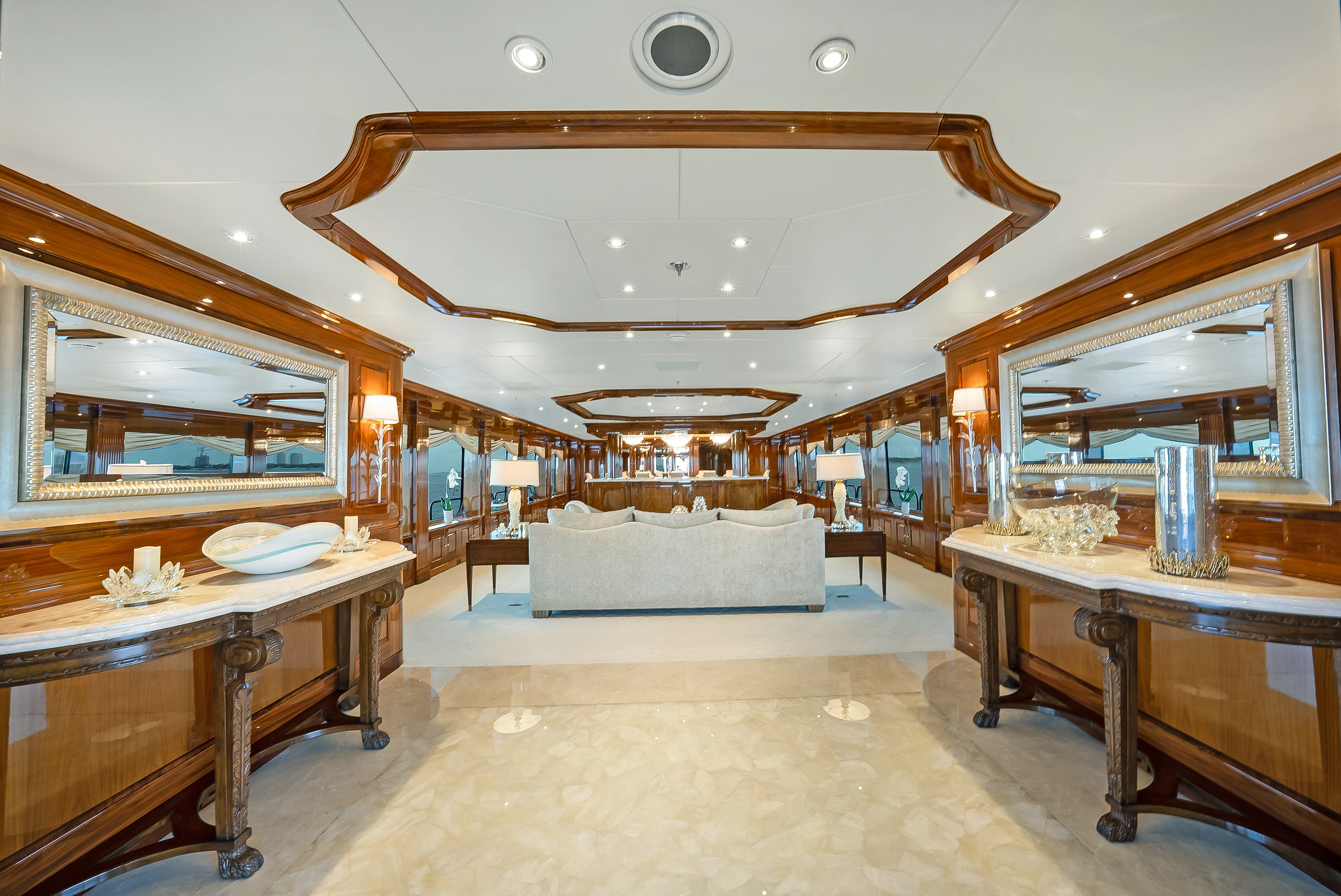 a large room with a bed and a table aboard SILVER LINING Yacht for Sale