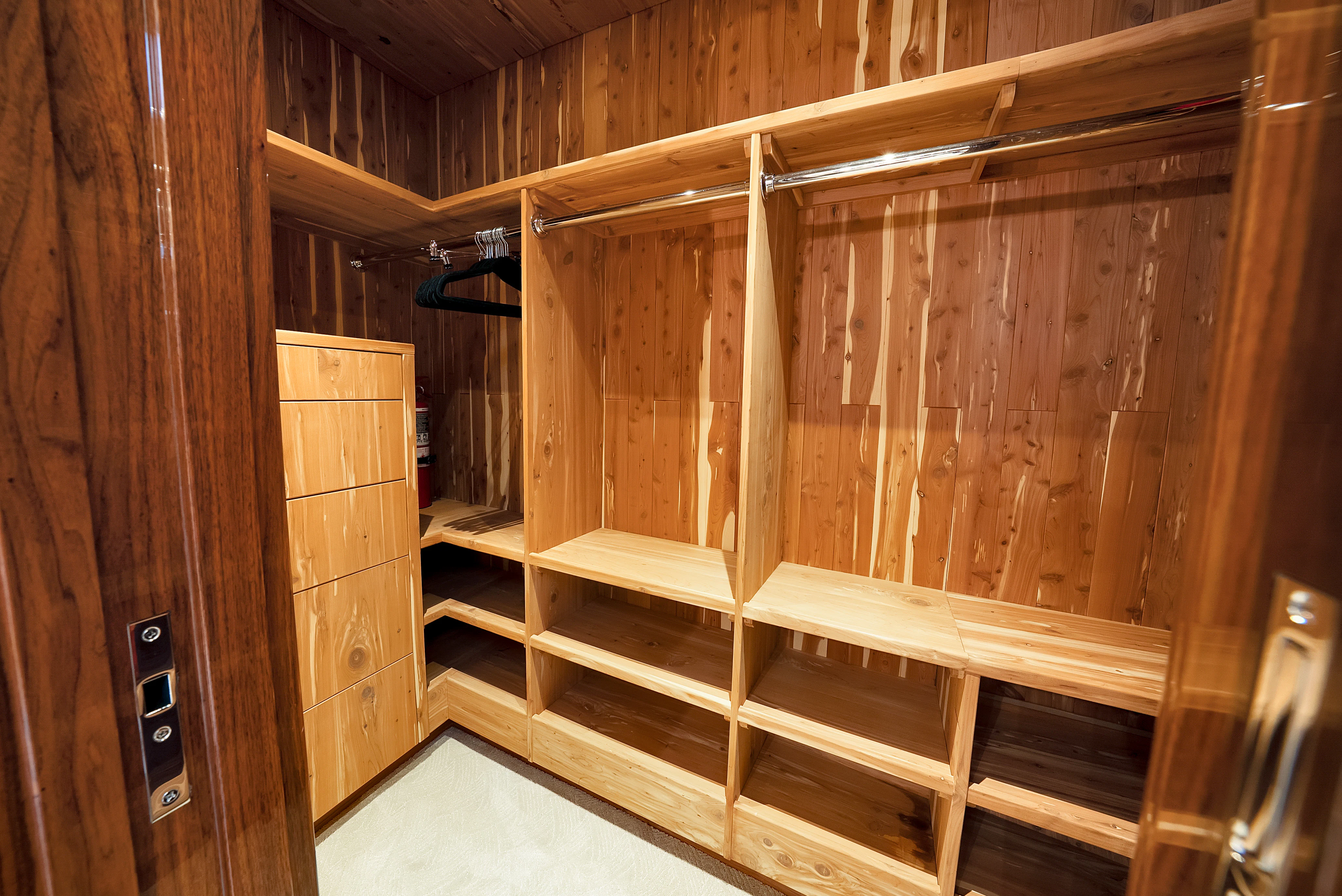 a wooden bunk bed in a room aboard SILVER LINING Yacht for Sale