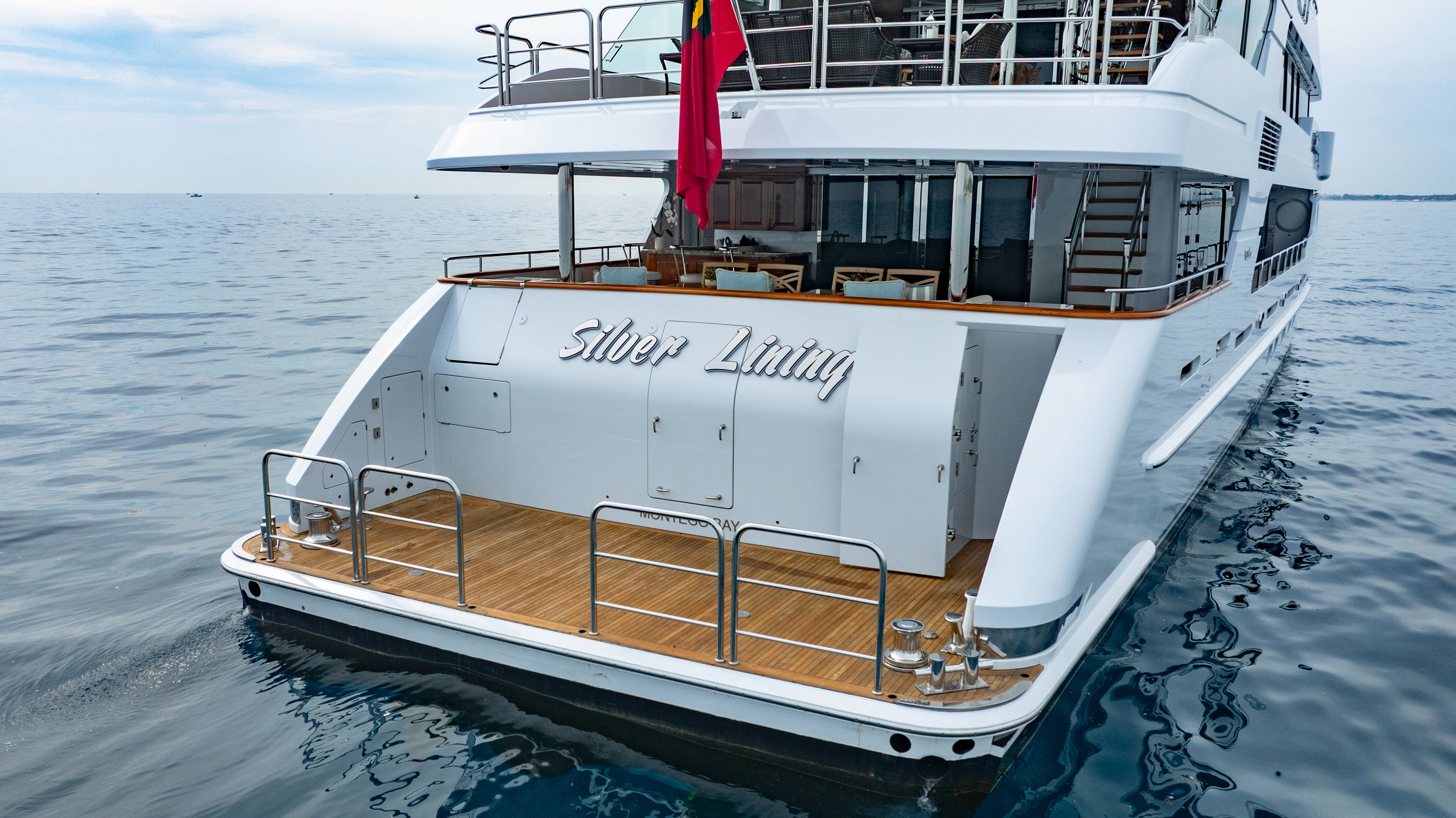 a boat on the water aboard SILVER LINING Yacht for Sale