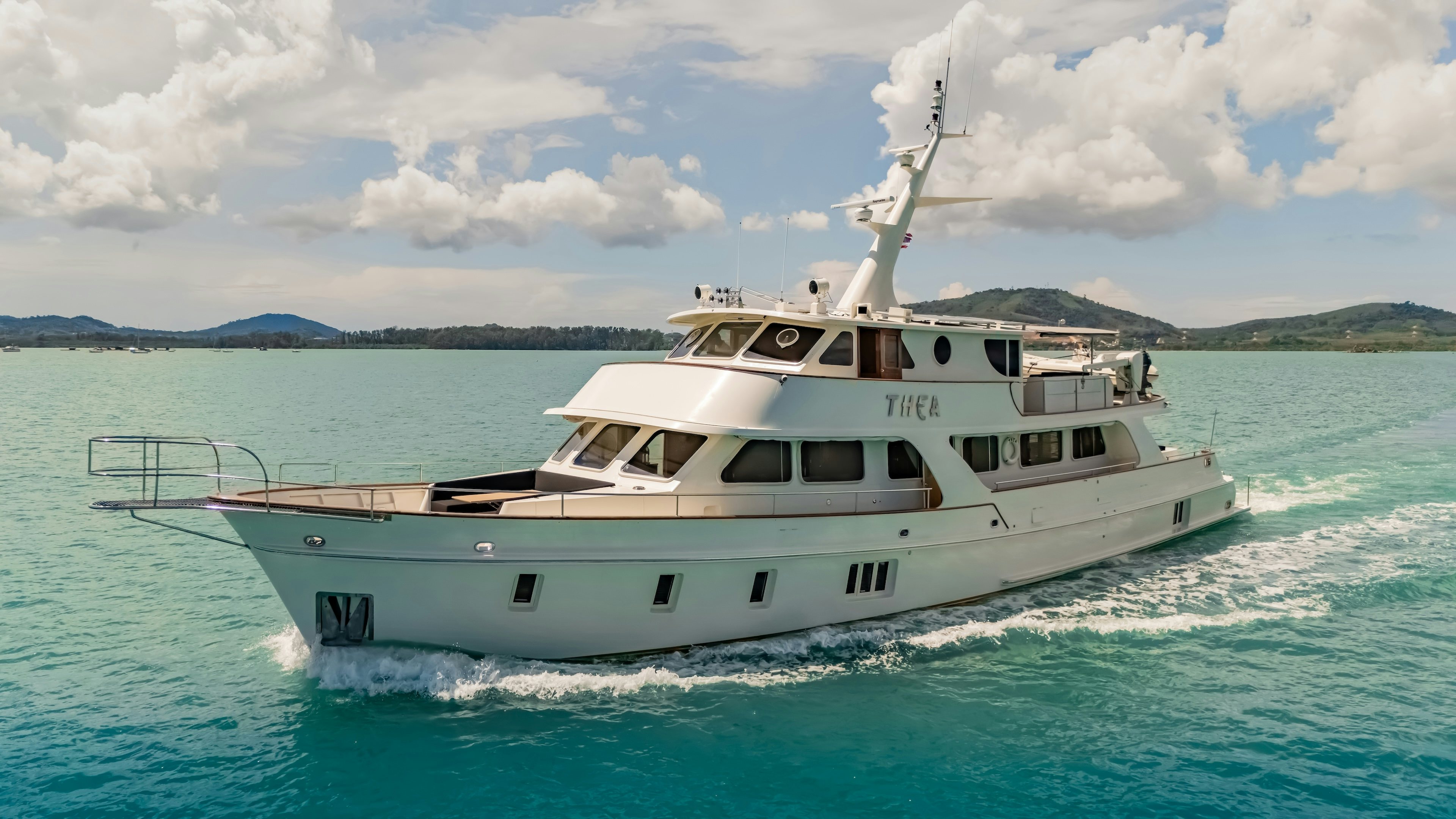 a boat in the water aboard THEA Yacht for Sale