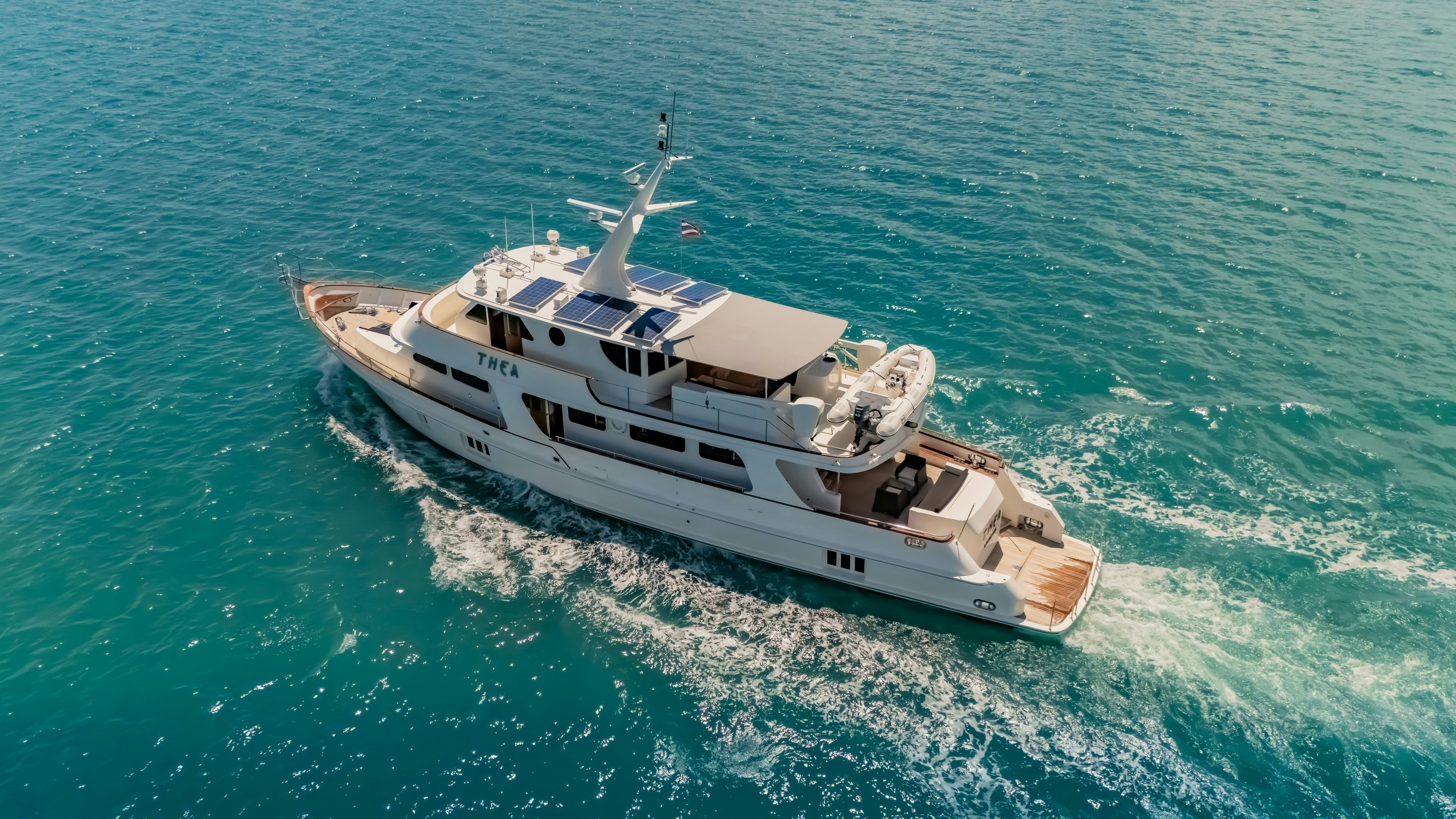 a boat in the water aboard THEA Yacht for Sale