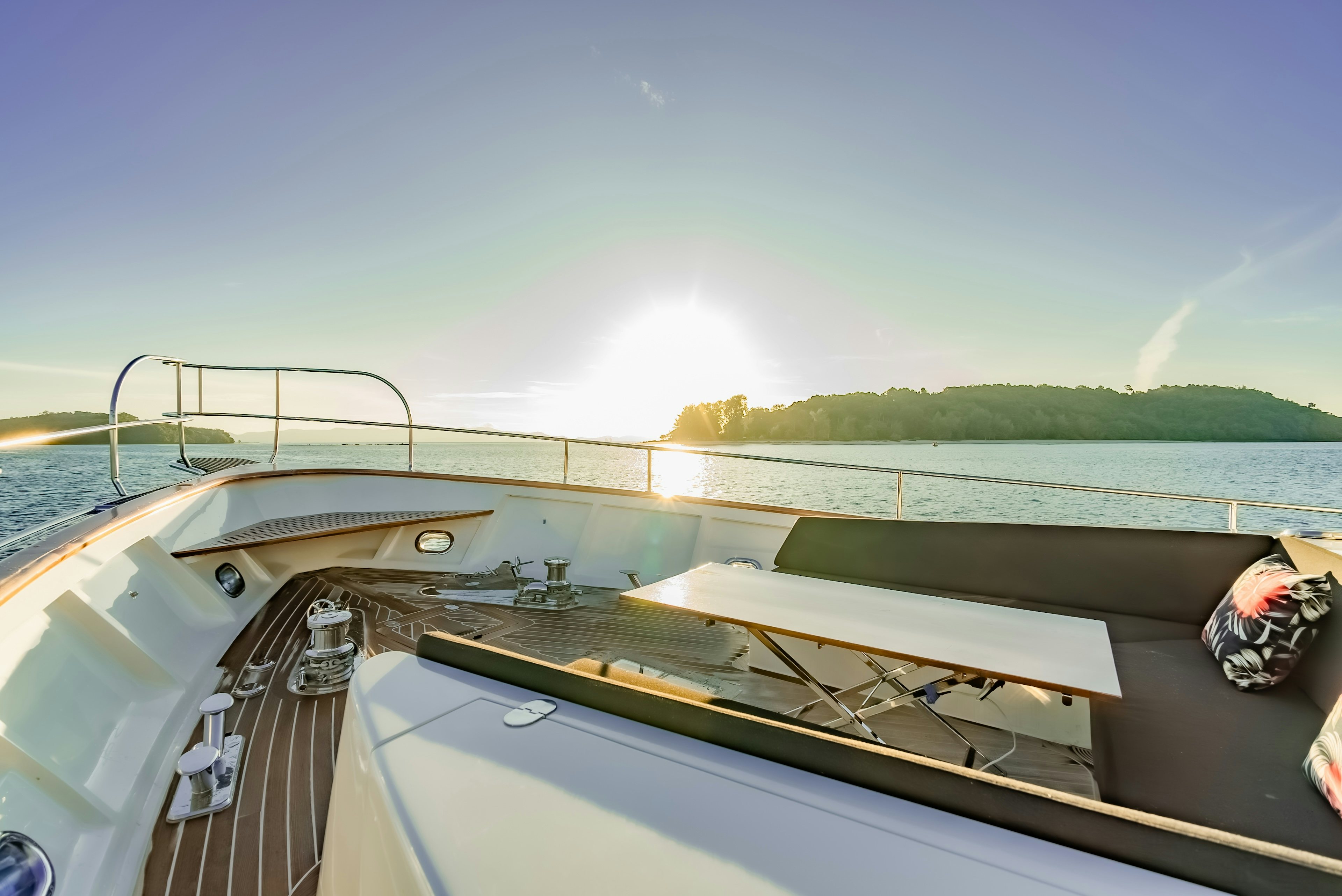 the front of a boat aboard THEA Yacht for Sale