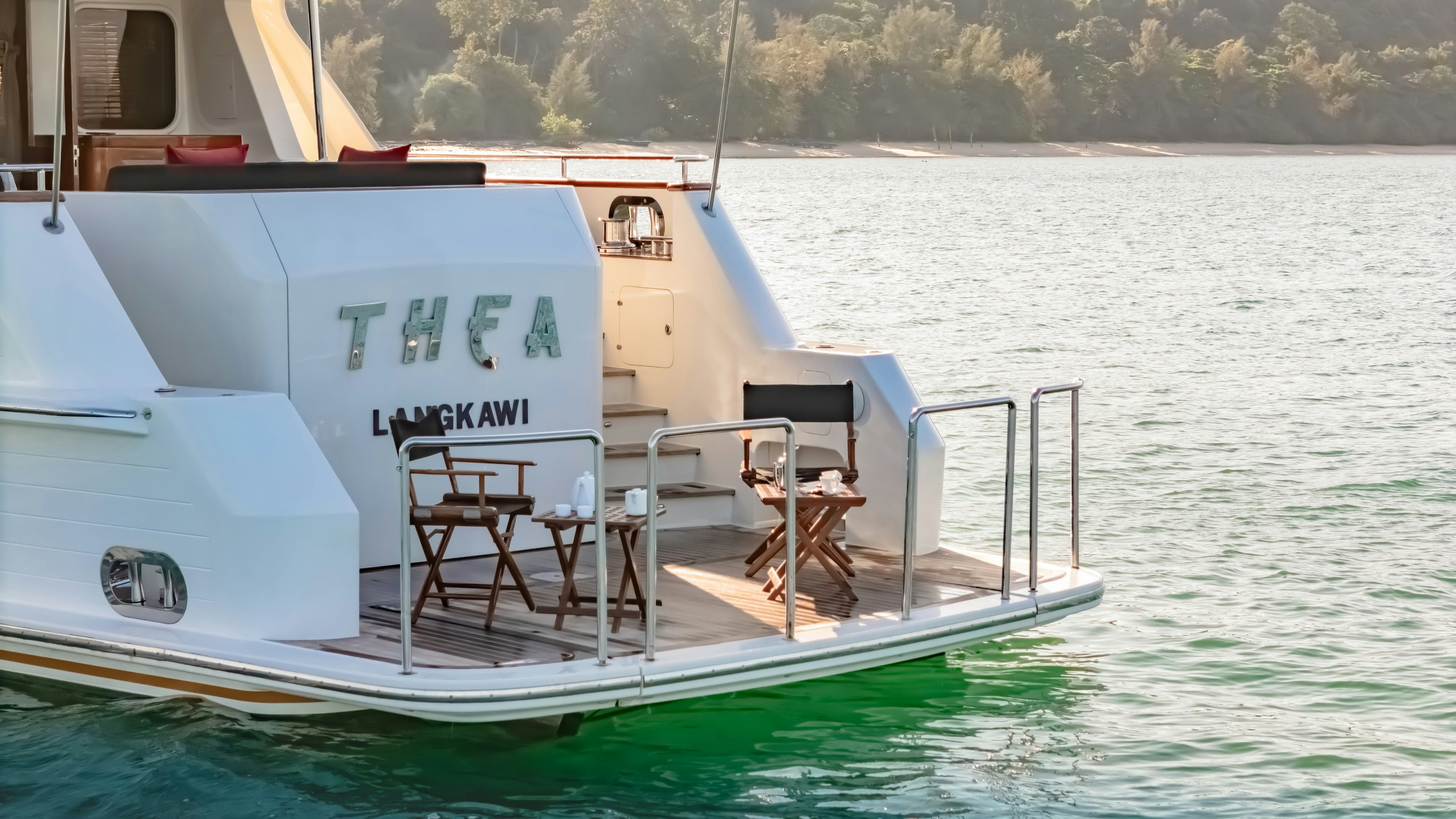 a boat on the water aboard THEA Yacht for Sale