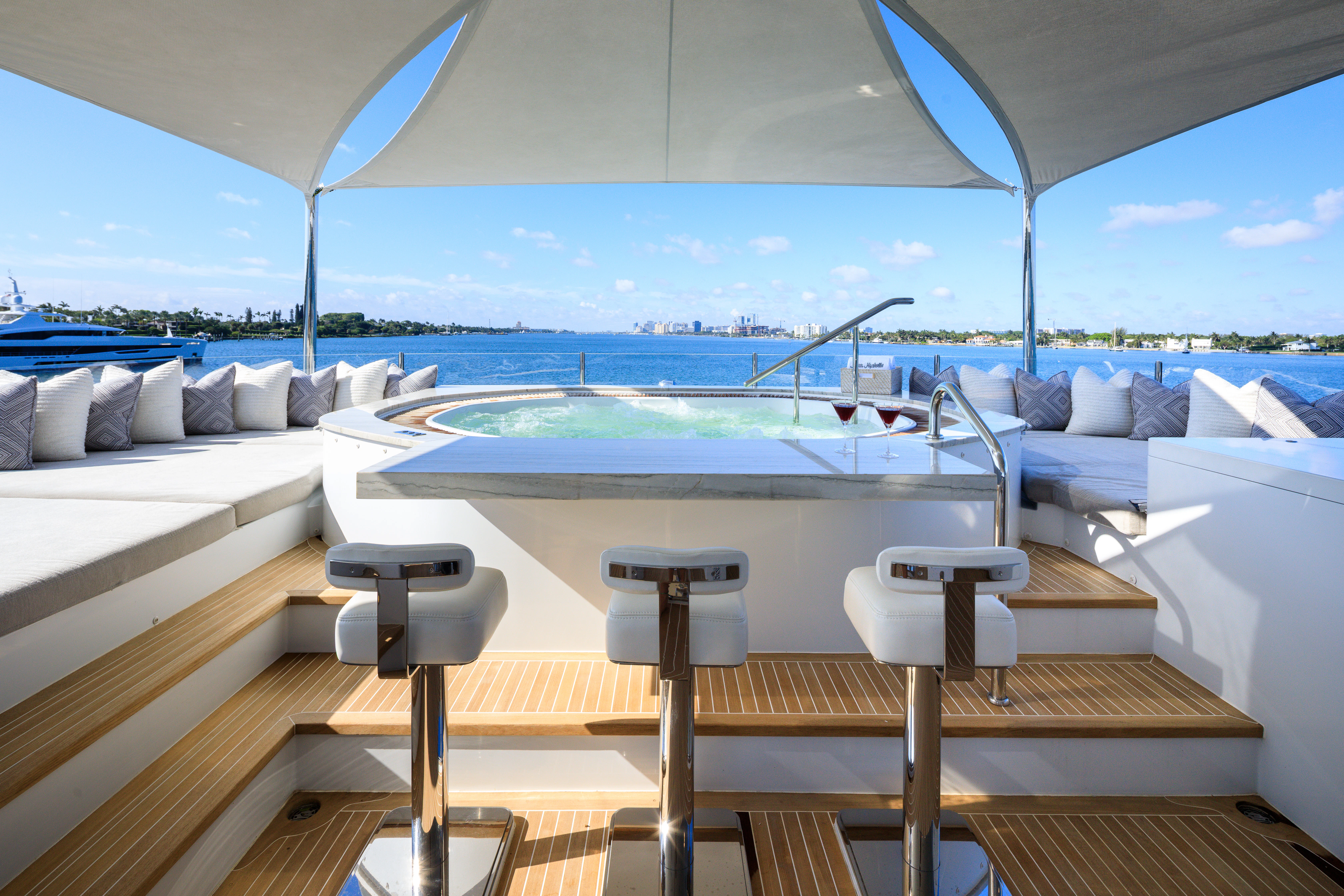 a pool on a deck aboard MISS MICHELLE Yacht for Charter