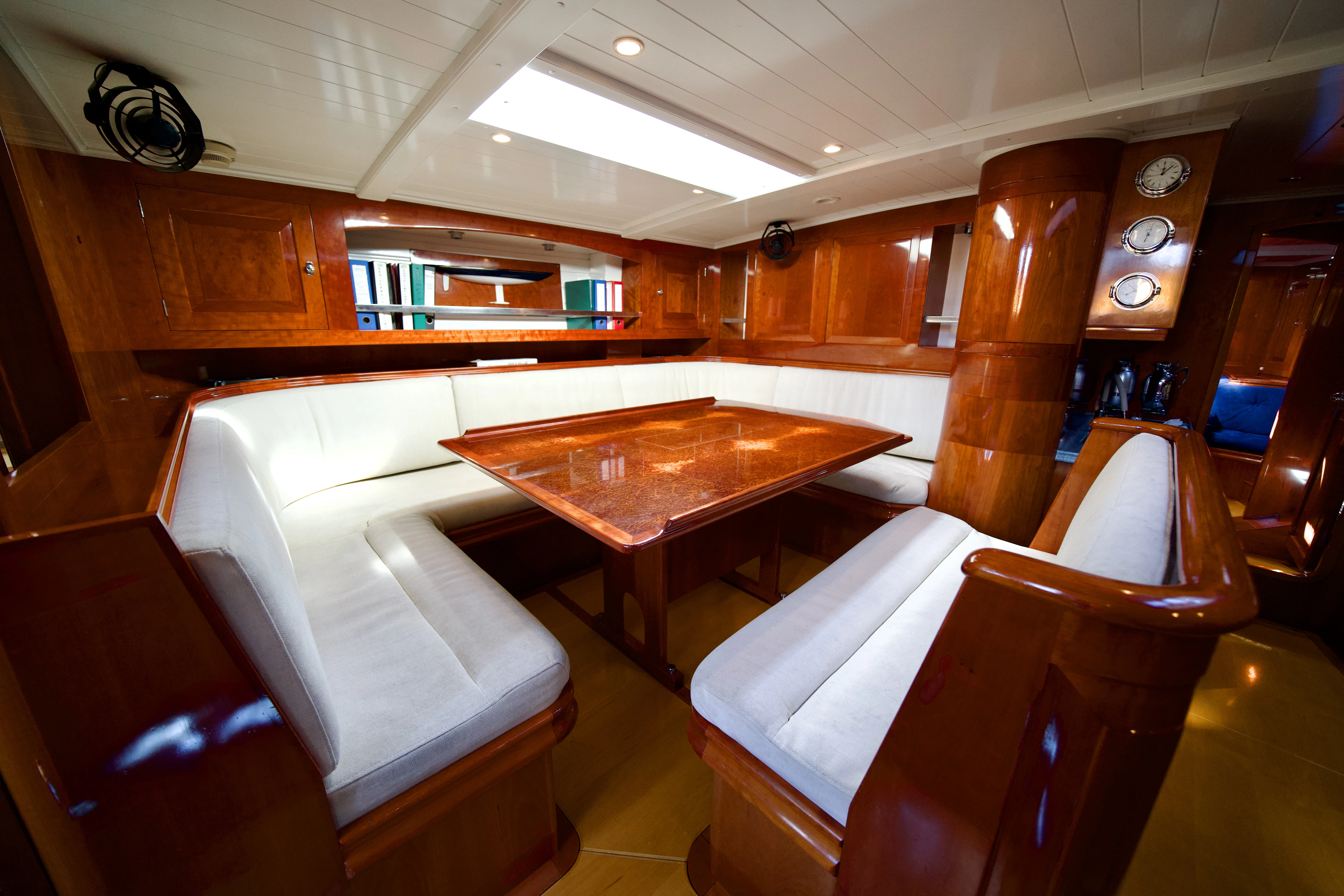 a room with a table and chairs aboard ISABEL Yacht for Sale