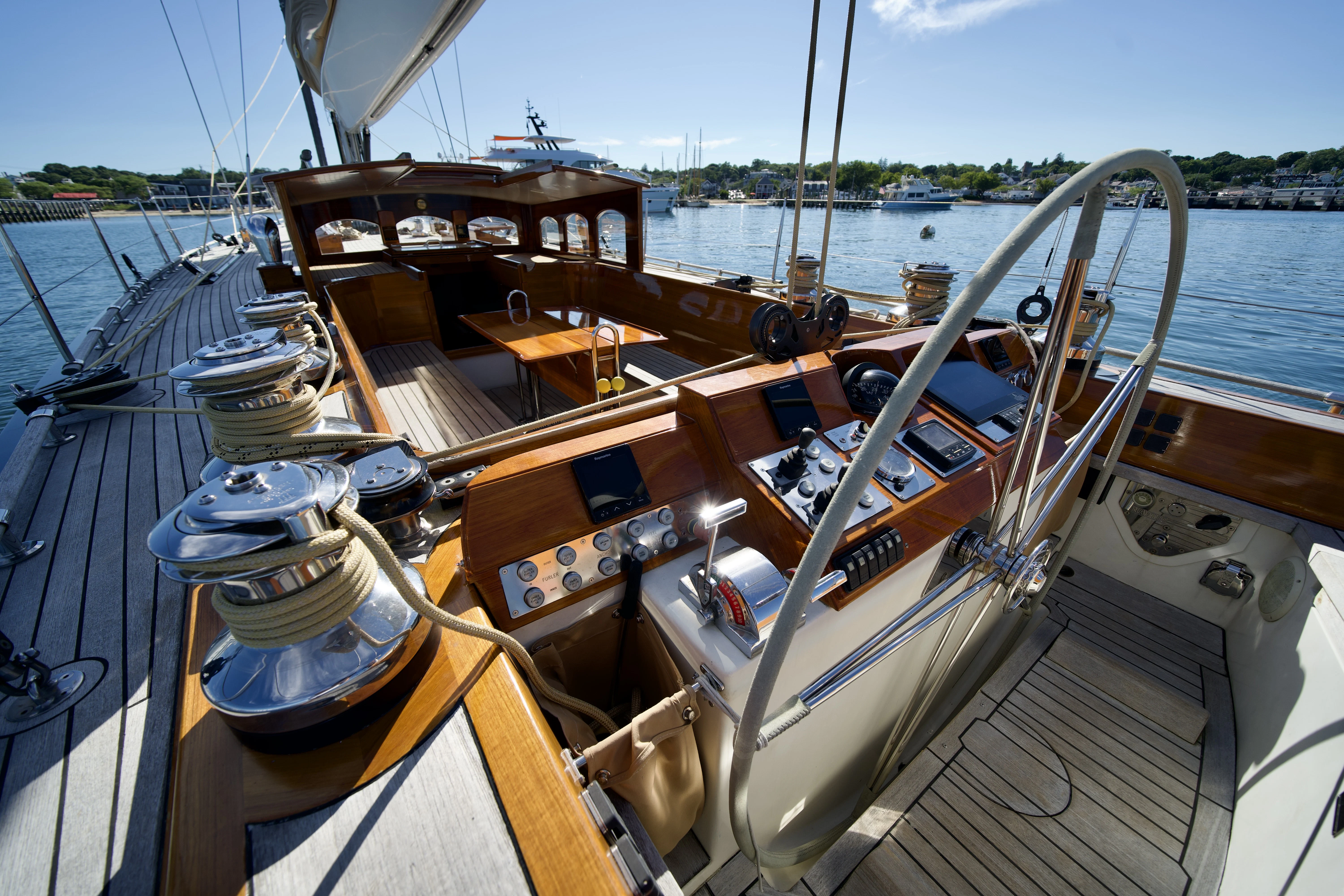 a boat with a large engine aboard ISABEL Yacht for Sale