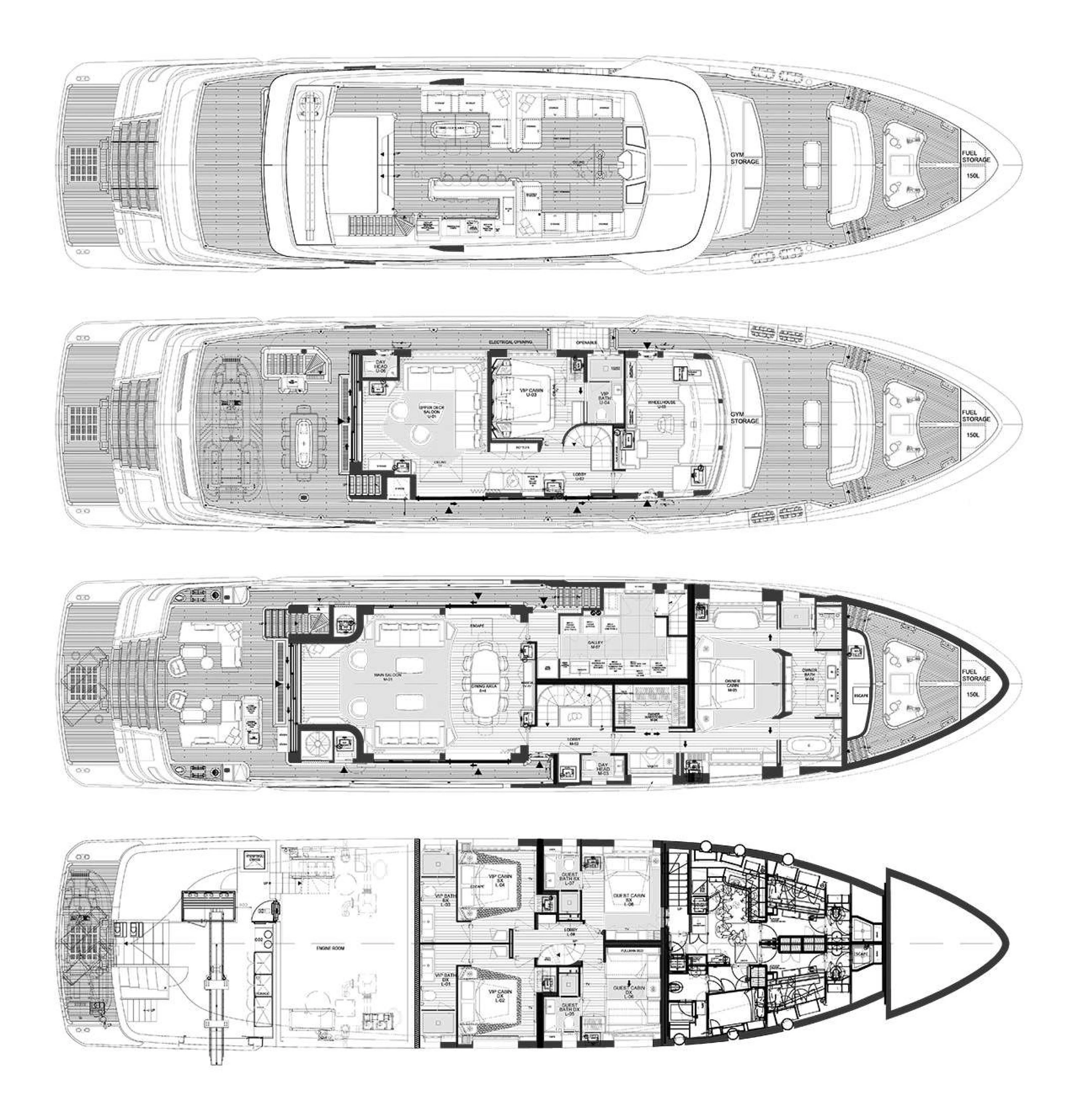diagram, engineering drawing aboard PAZIENZA Yacht for Charter