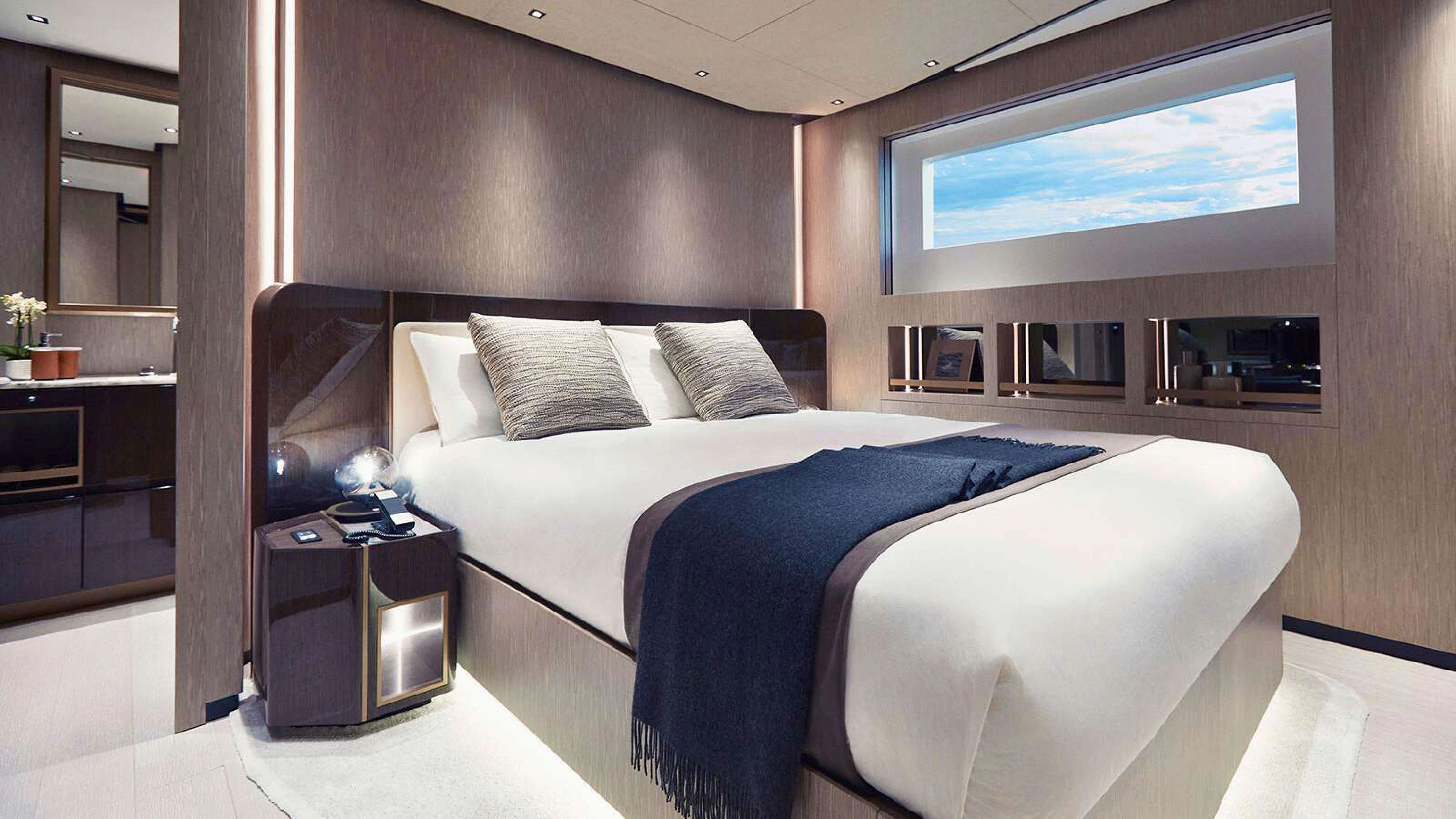 a room with two beds aboard PAZIENZA Yacht for Charter