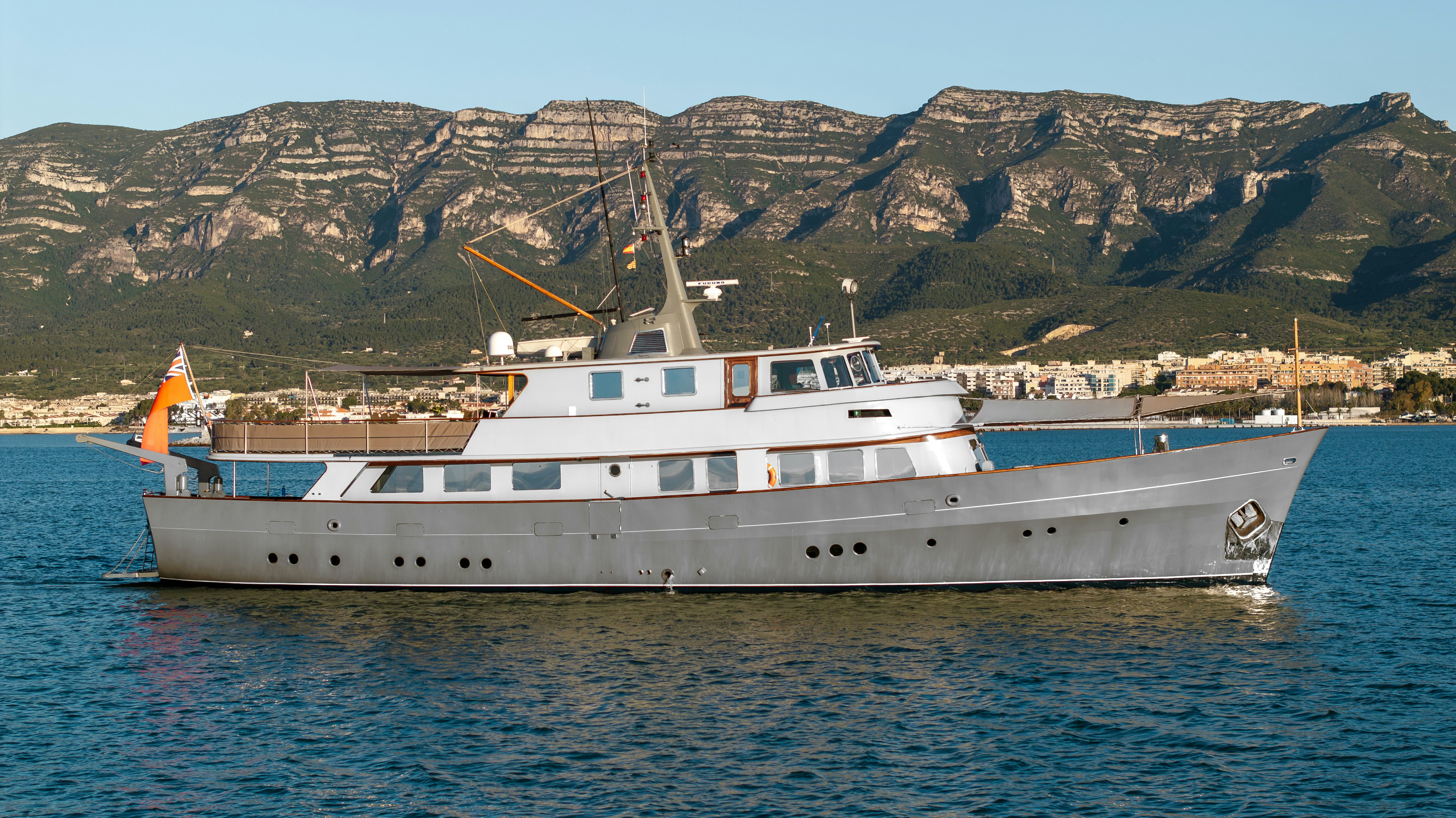 a large boat in the water aboard LA FENICE Yacht for Sale