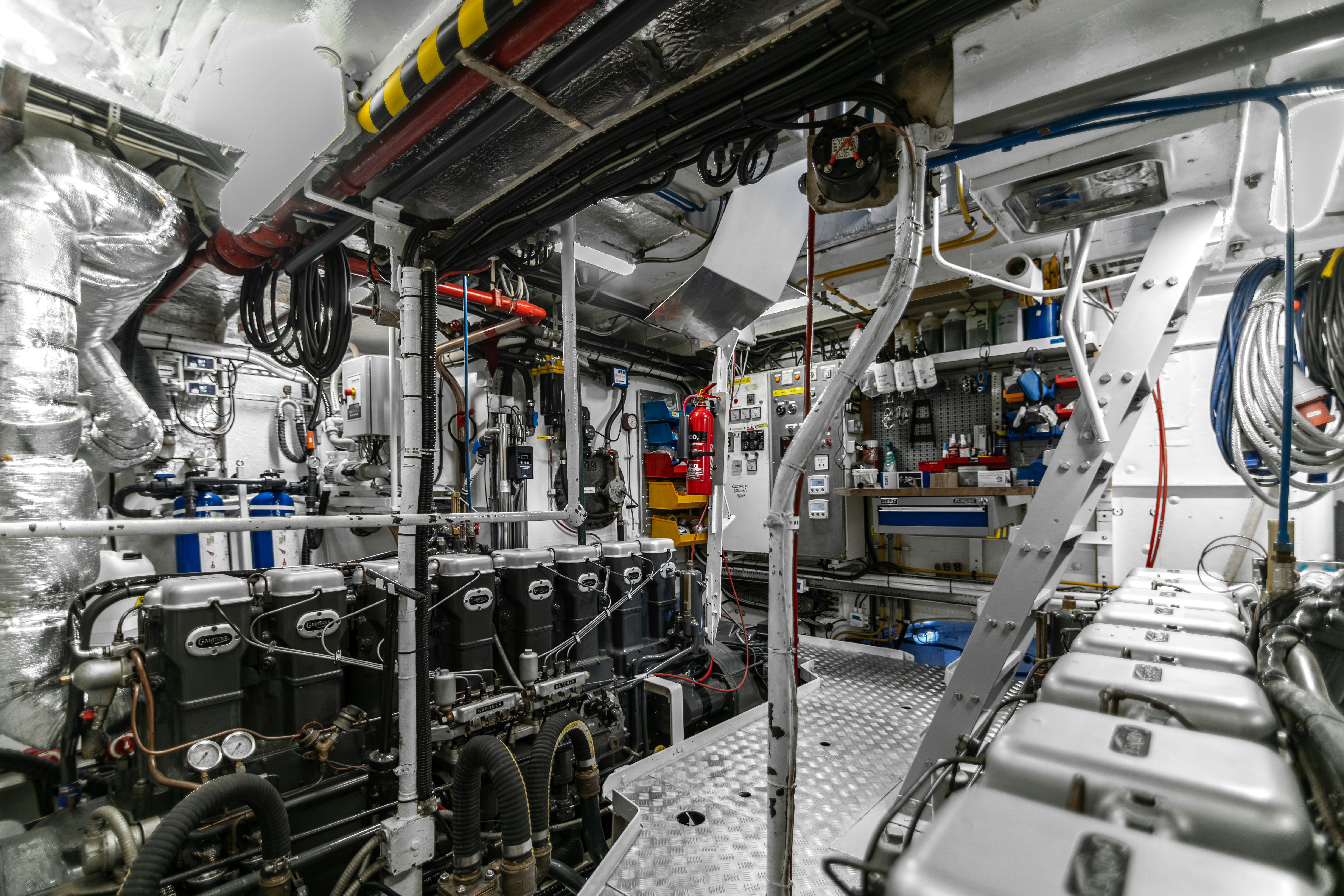 a machine with pipes aboard LA FENICE Yacht for Sale