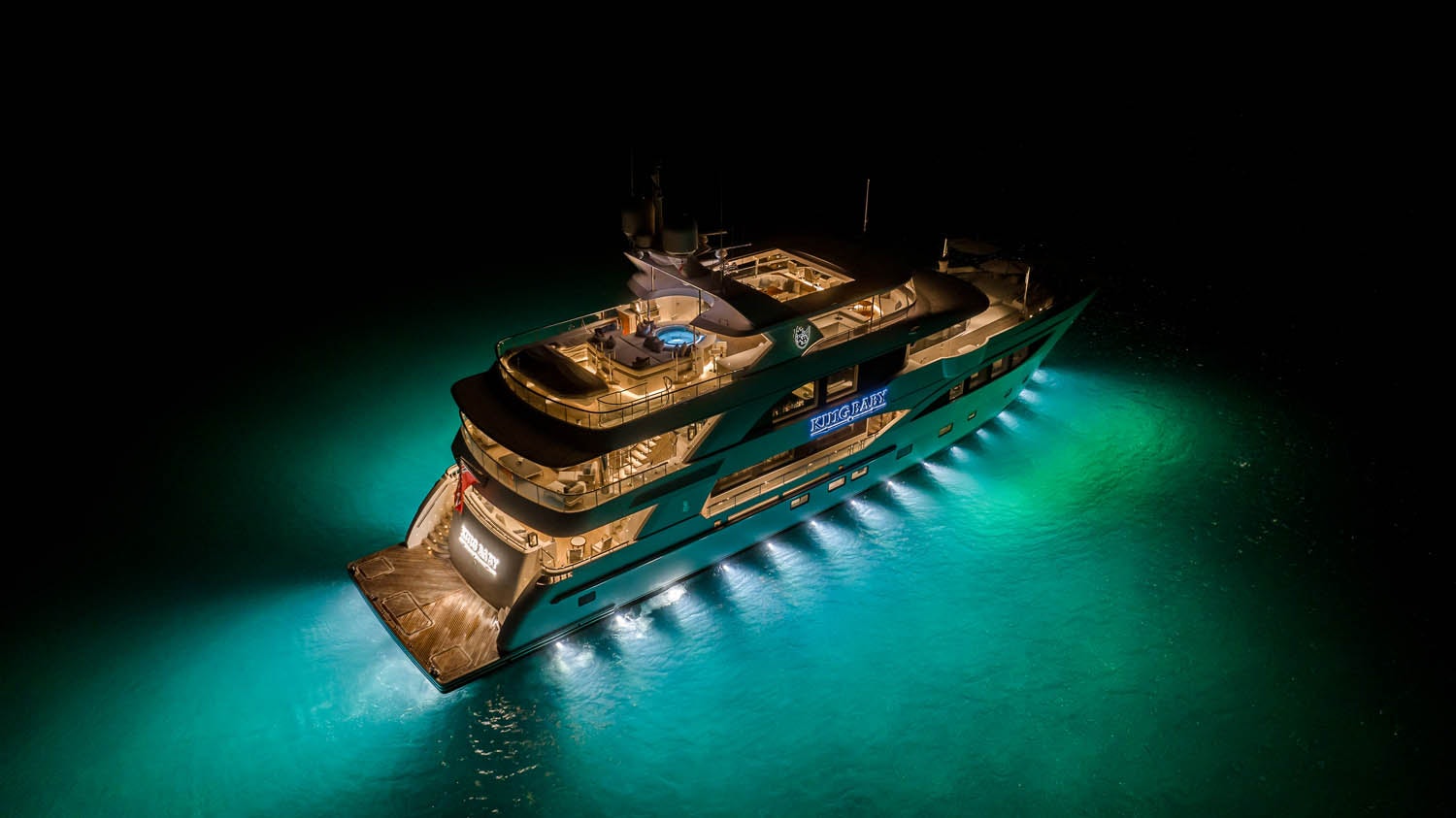 a boat on the water aboard KING BABY Yacht for Charter