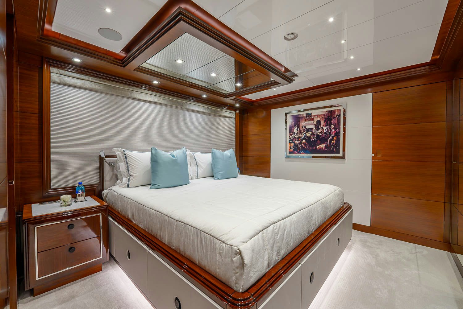 a bed in a room aboard KING BABY Yacht for Charter
