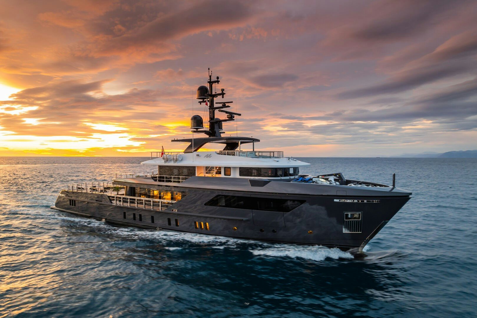 a ship in the water aboard M Yacht for Sale