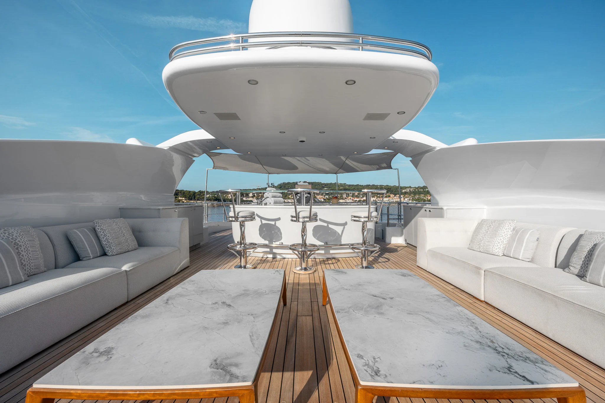 a room with a large white building and a large white dome aboard TITIAN PEARL Yacht for Sale