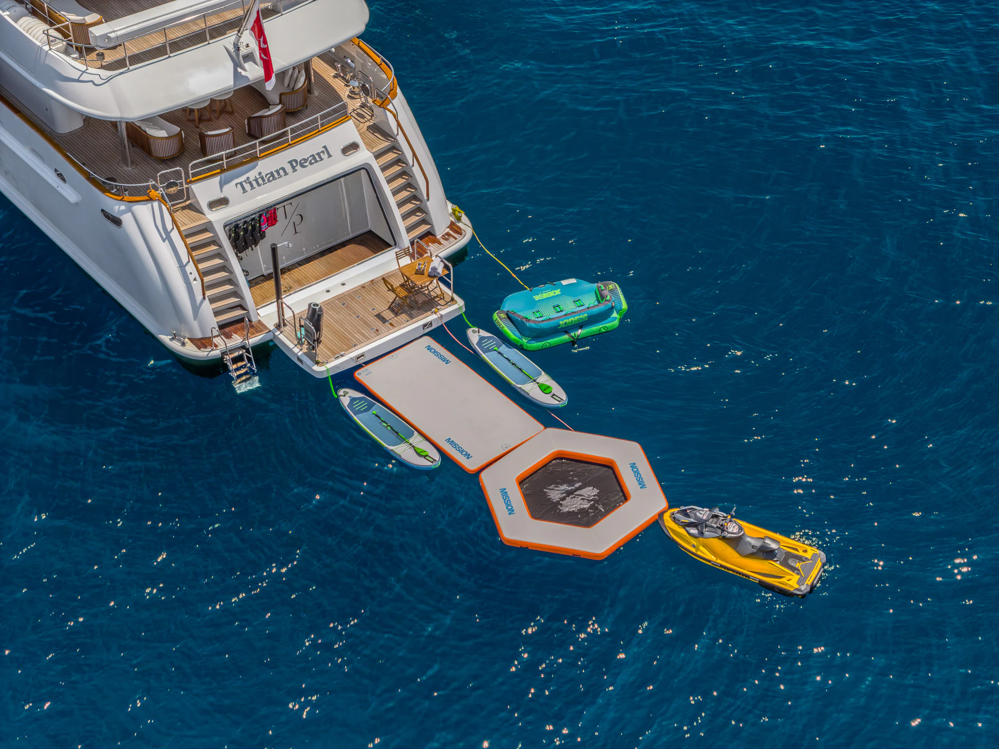 a boat on the water aboard TITIAN PEARL Yacht for Sale