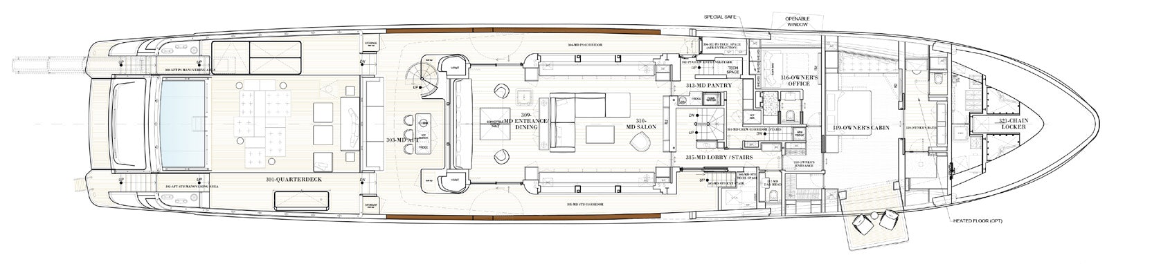 diagram, engineering drawing aboard PARA BELLUM Yacht for Charter