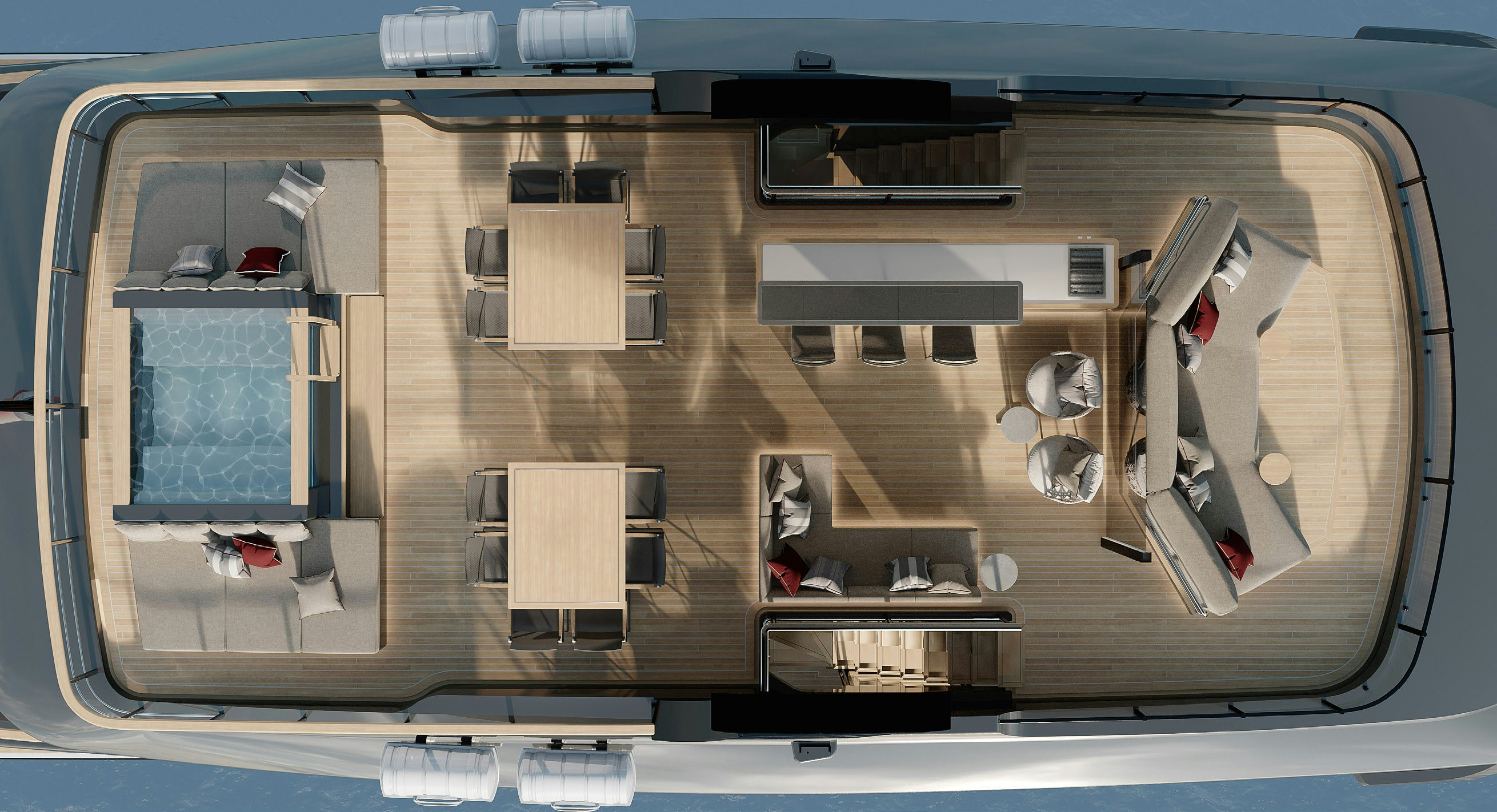 a computer model of a ship aboard PARA BELLUM Yacht for Charter