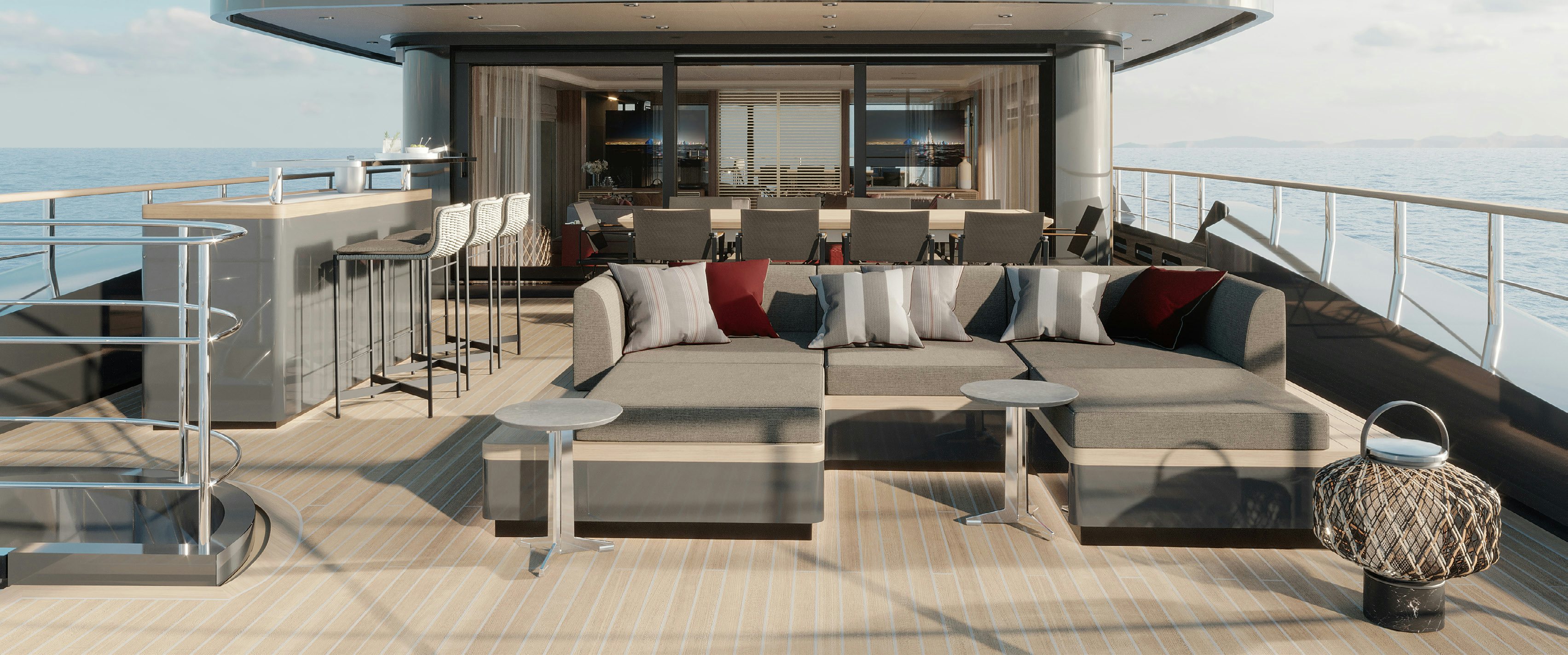 a room with a couch and a table and chairs aboard PARA BELLUM Yacht for Charter