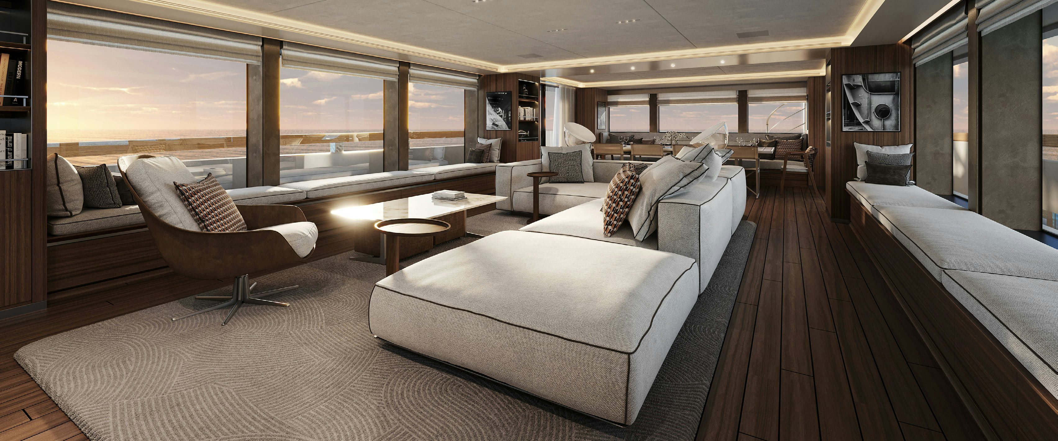 a room with a bed and a couch aboard PARA BELLUM Yacht for Charter