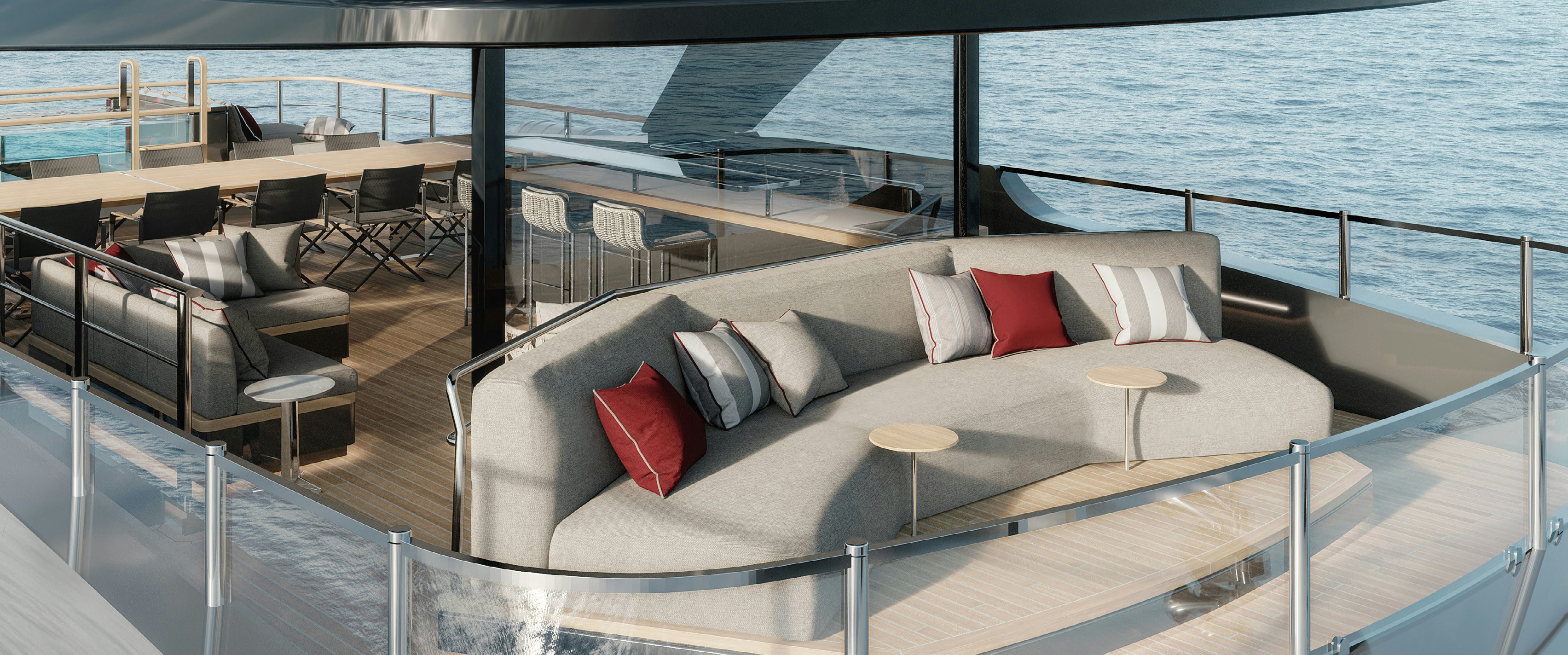 a large bed on a deck aboard PARA BELLUM Yacht for Charter