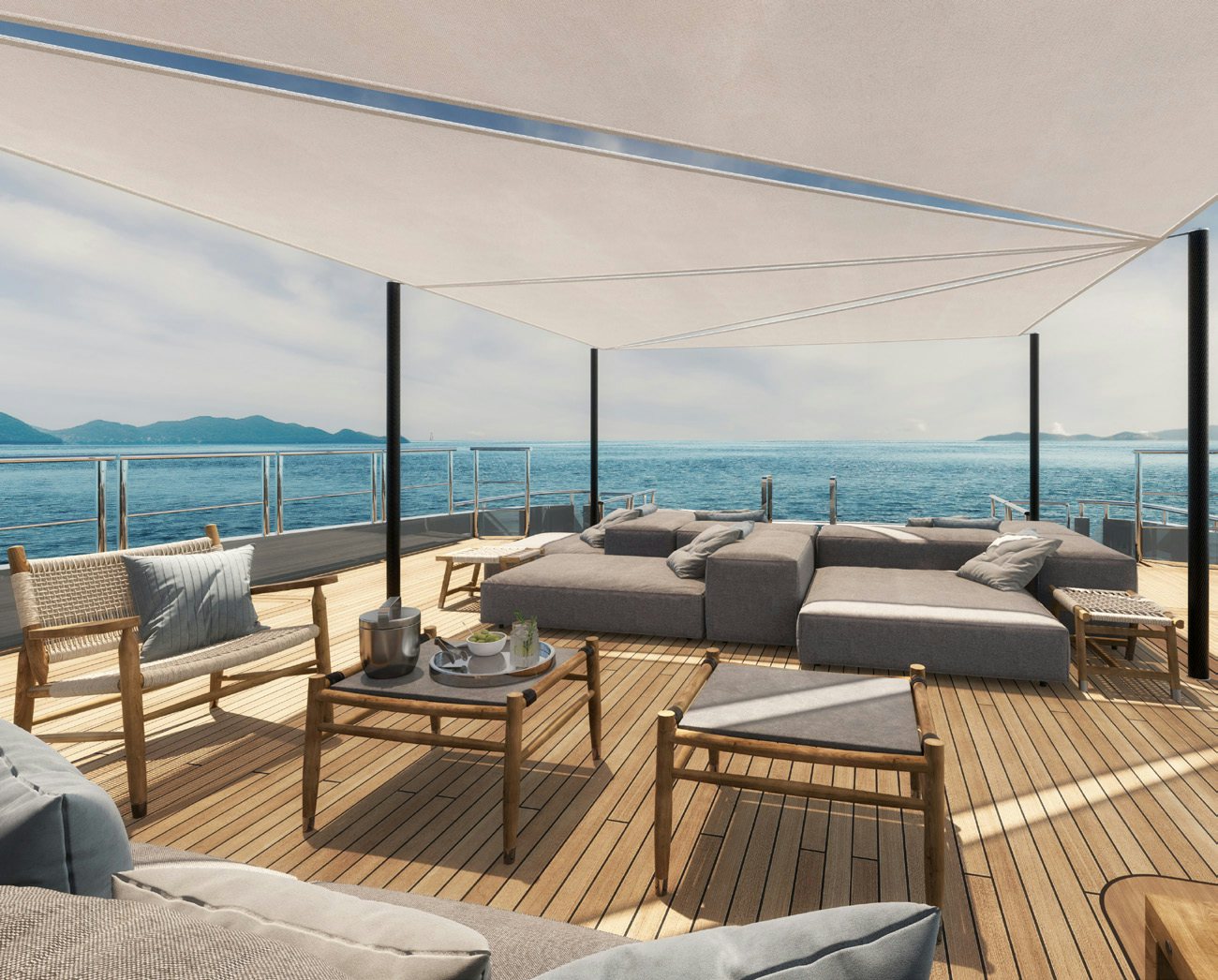 a room with a table and chairs aboard PARA BELLUM Yacht for Charter