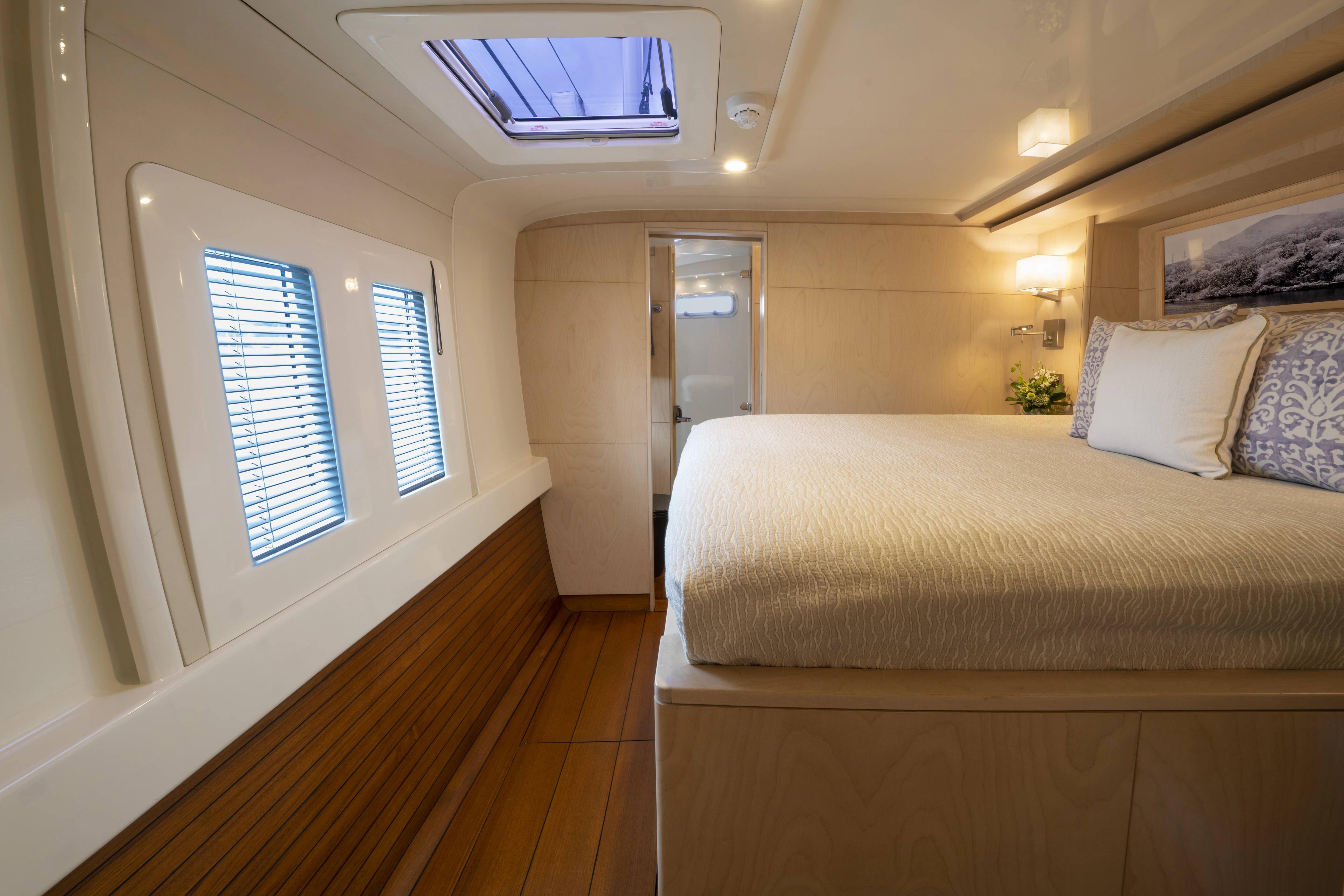 a bed in a room aboard TIGER LILY TOO Yacht for Sale