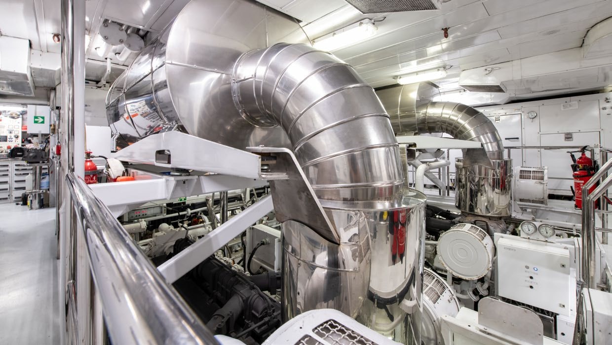 a large industrial machine aboard CALYPSO Yacht for Sale