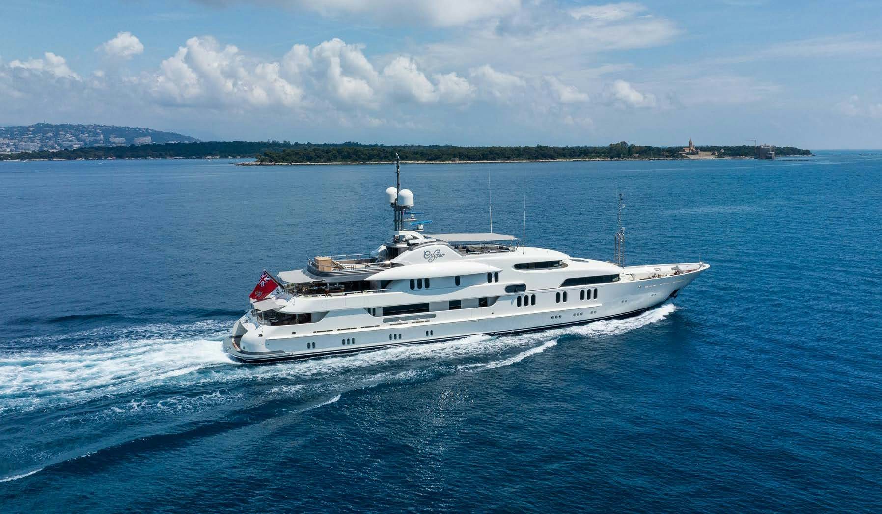 a white boat on the water aboard CALYPSO Yacht for Sale