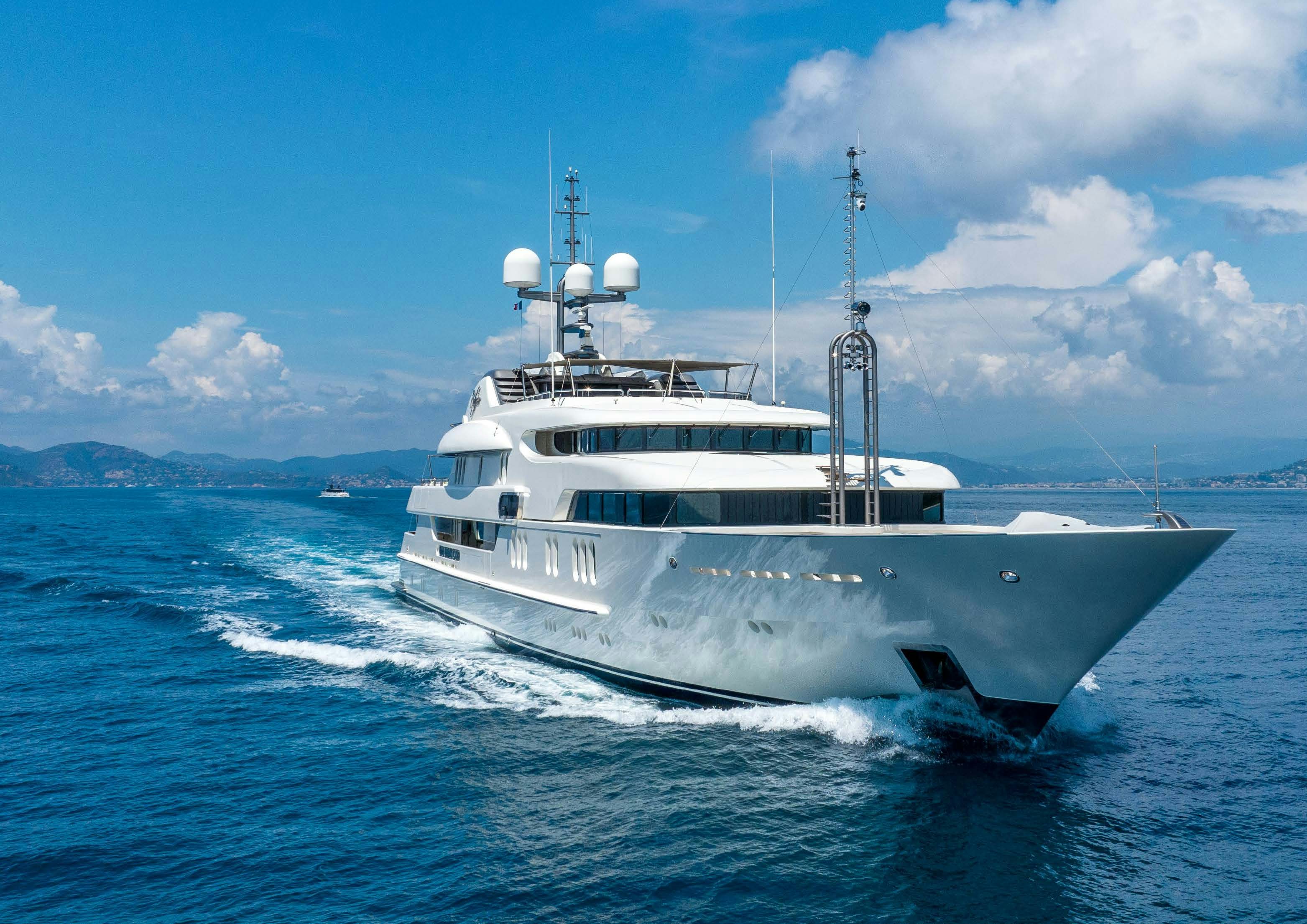 a white boat in the water aboard CALYPSO Yacht for Sale