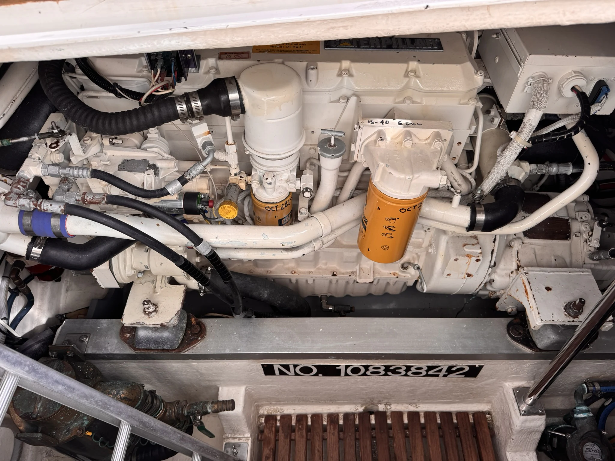 a car engine with a few parts aboard BALMY Yacht for Sale
