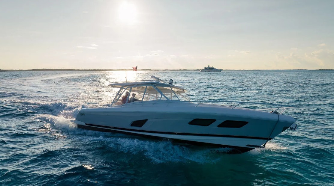 a boat in the water aboard CROSSED SABRE Yacht for Charter