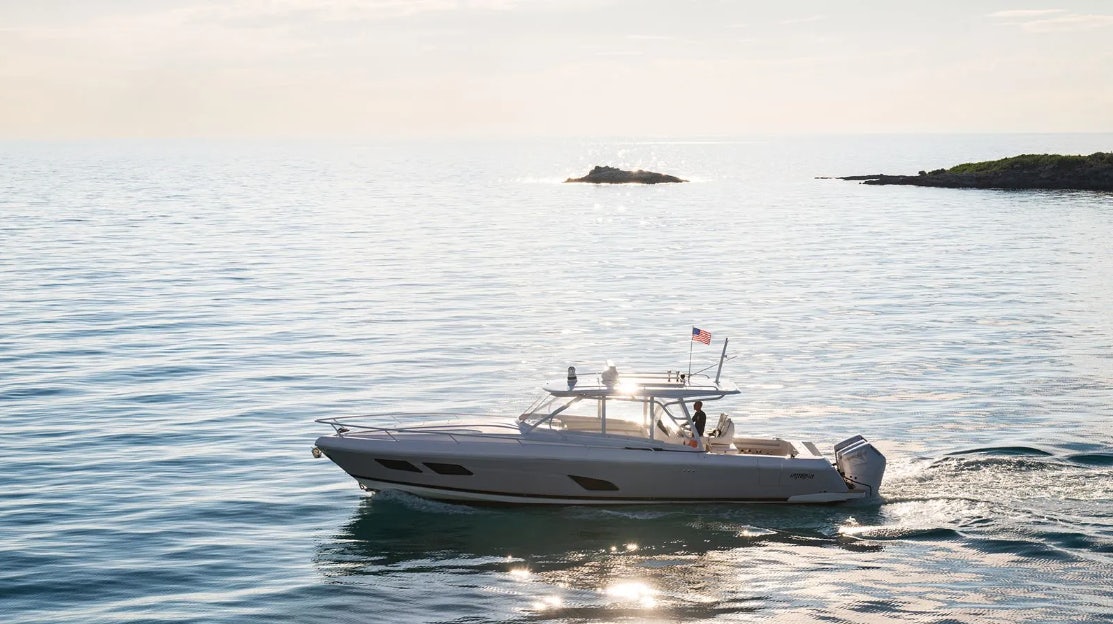 a boat in the water aboard CROSSED SABRE Yacht for Charter