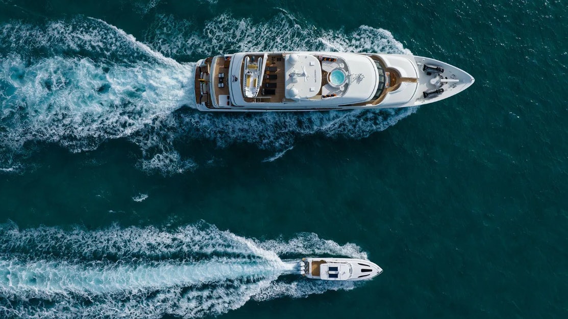 a ship in the ocean aboard CROSSED SABRE Yacht for Charter