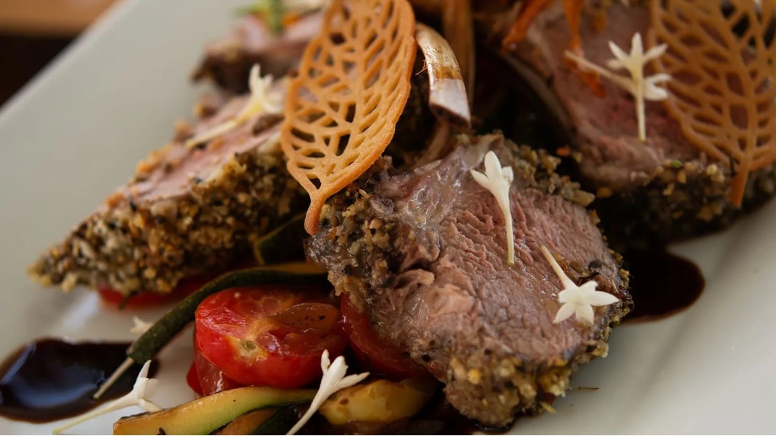 a plate of food aboard CROSSED SABRE Yacht for Charter