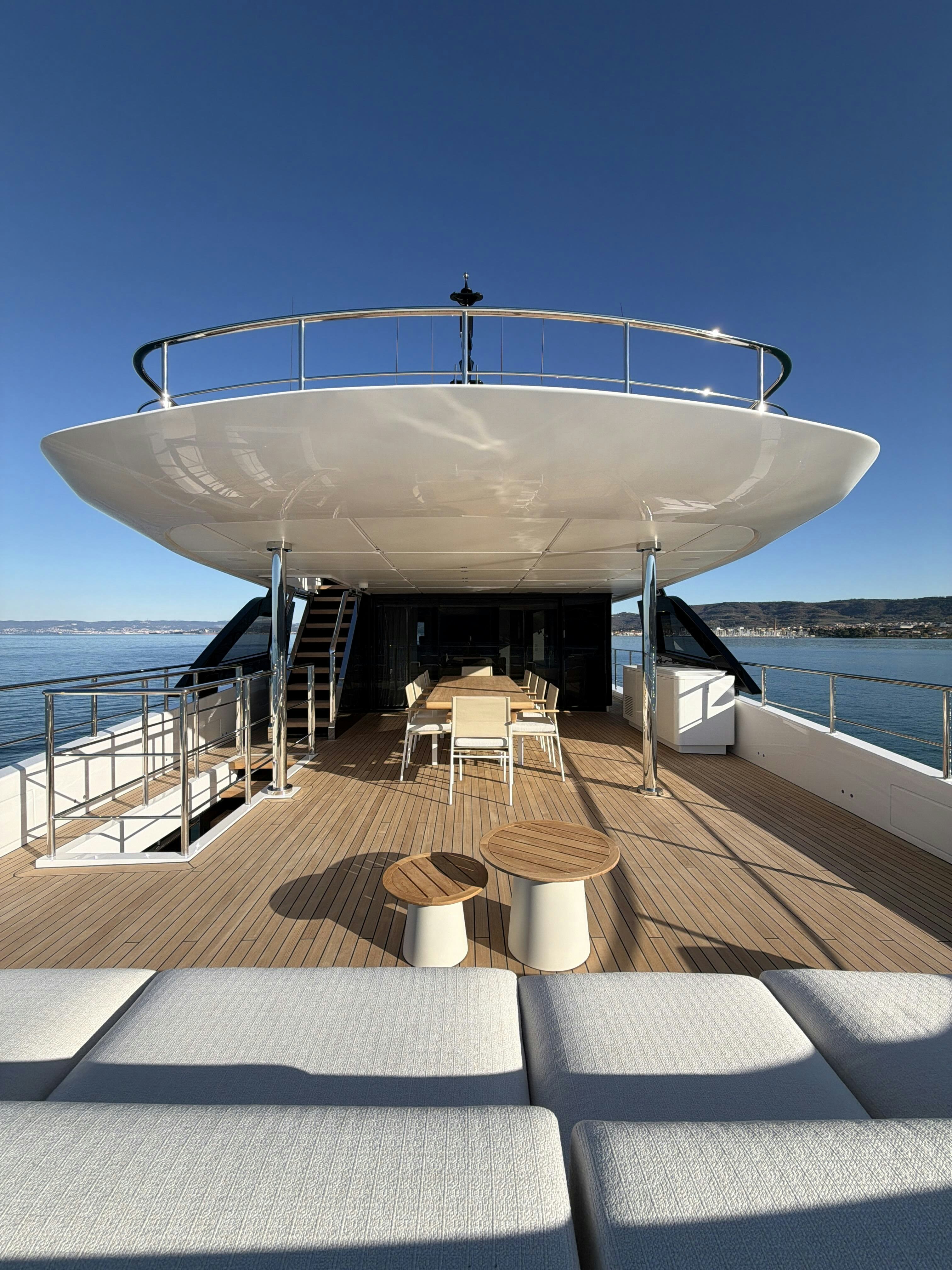 a large cruise ship docked aboard LA VETTA Yacht for Sale