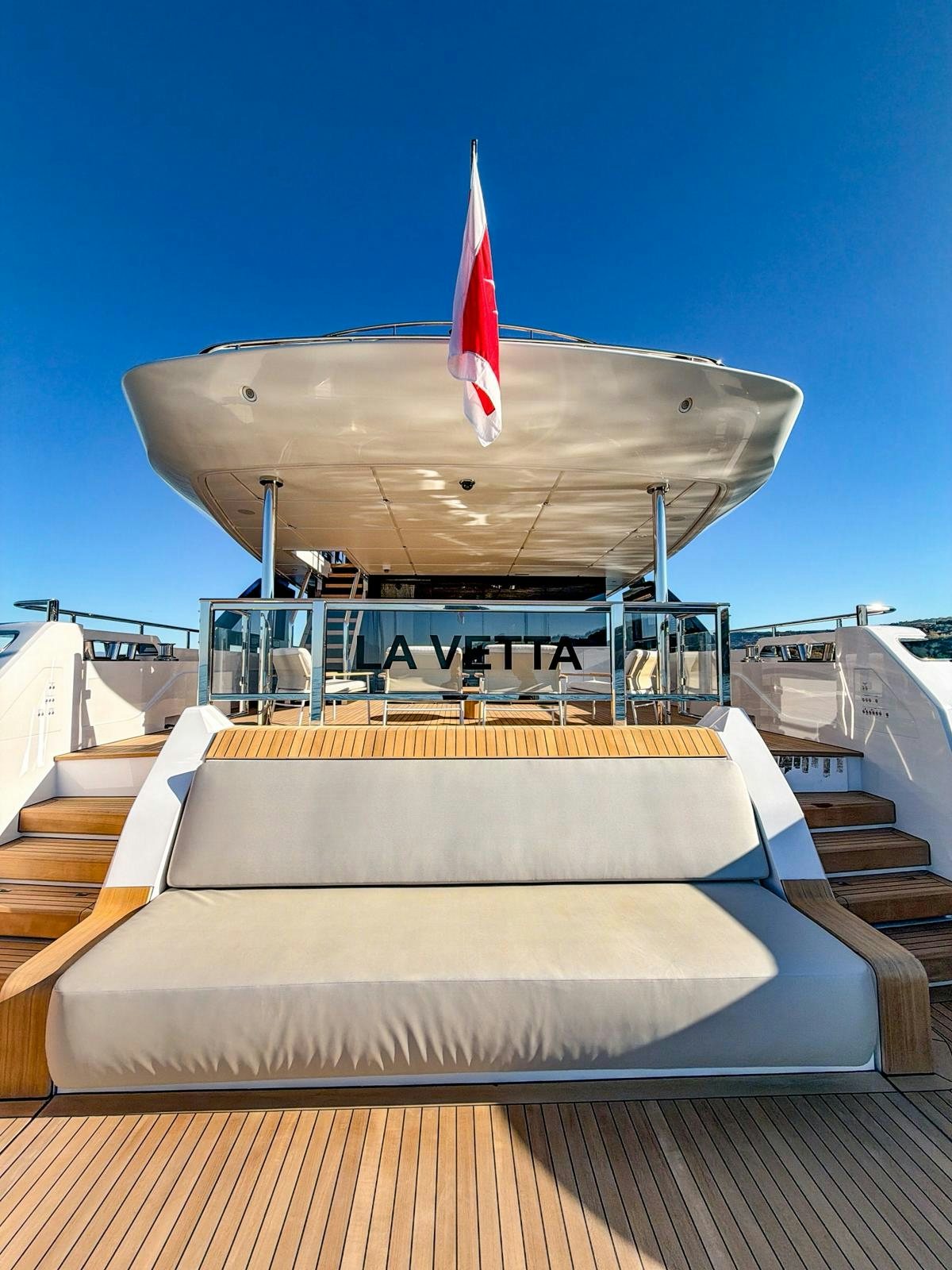 a large white spherical object on a boat aboard LA VETTA Yacht for Sale