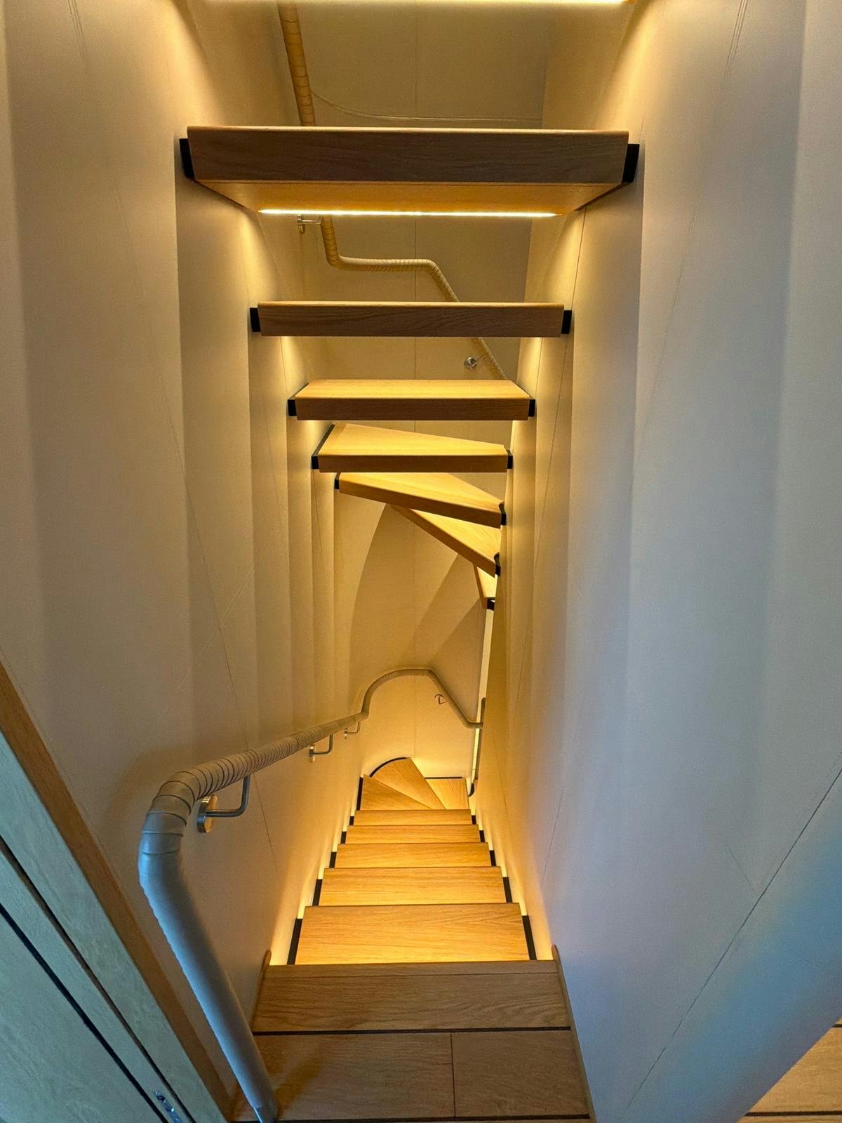 a wooden shelf in a room aboard LA VETTA Yacht for Sale