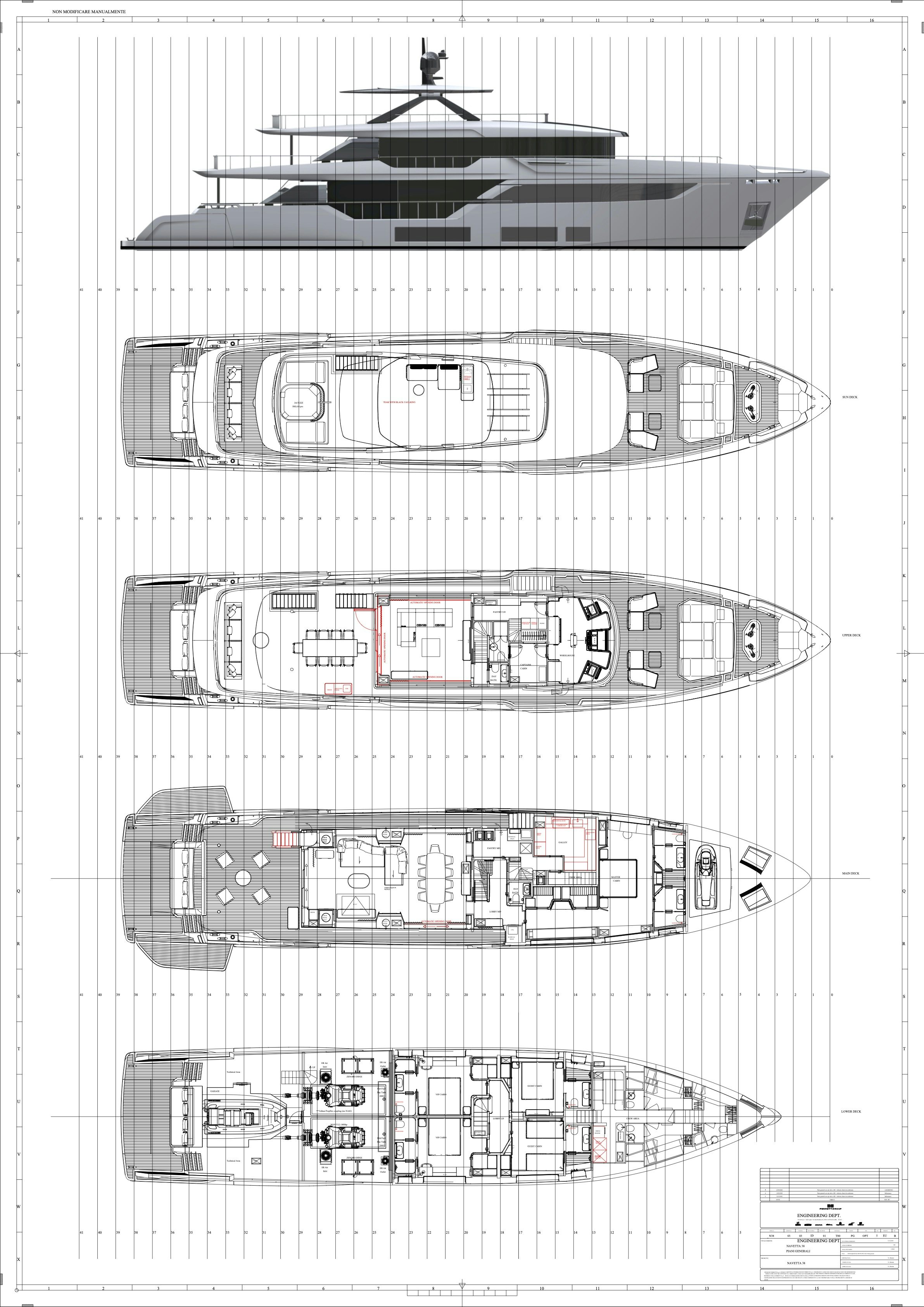 diagram, engineering drawing aboard LA VETTA Yacht for Sale