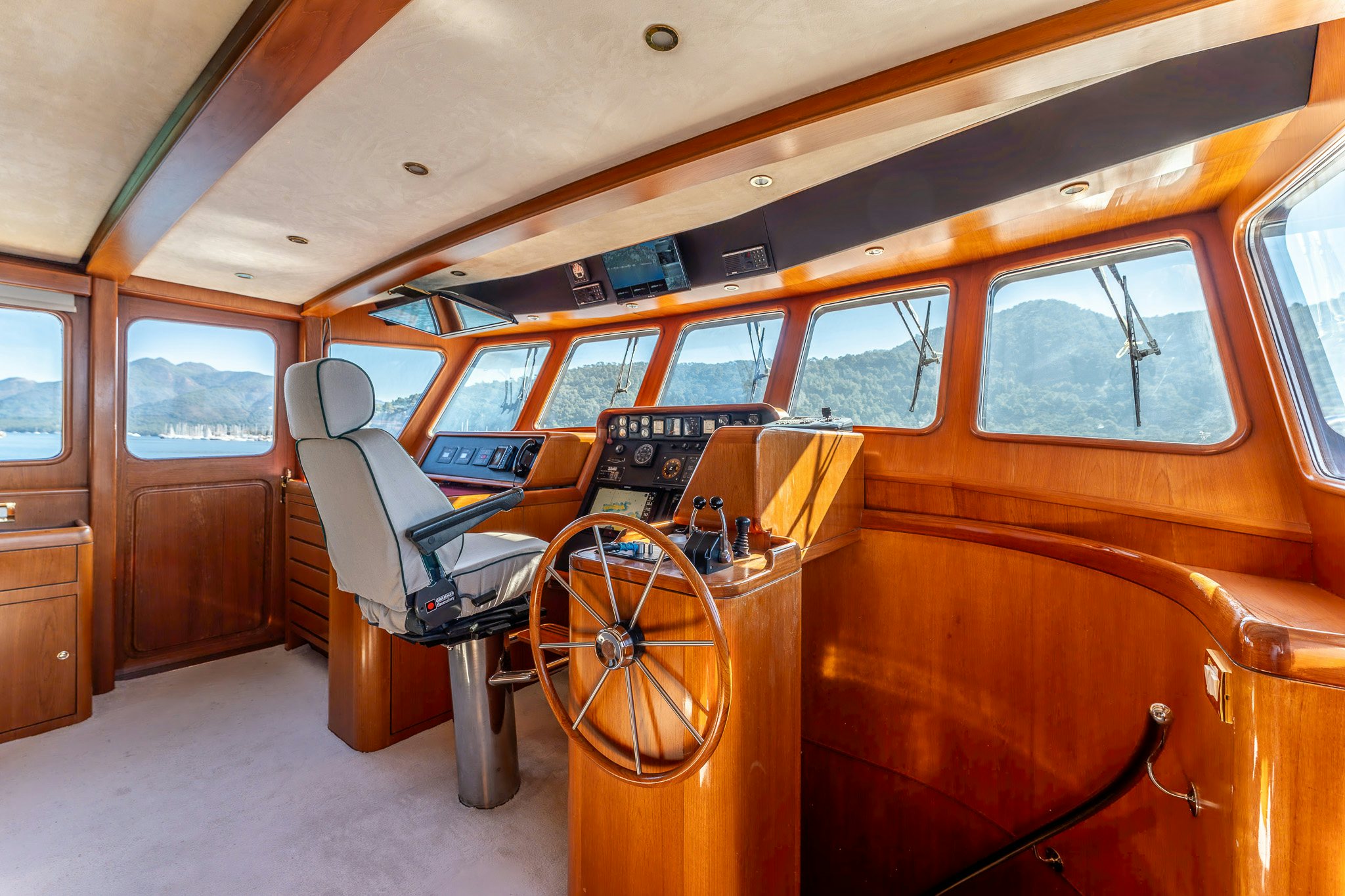 the inside of a car aboard YOSMA Yacht for Sale