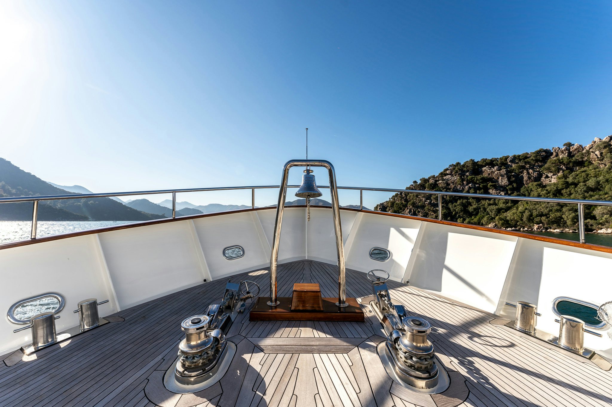 a deck with a large slide aboard YOSMA Yacht for Sale